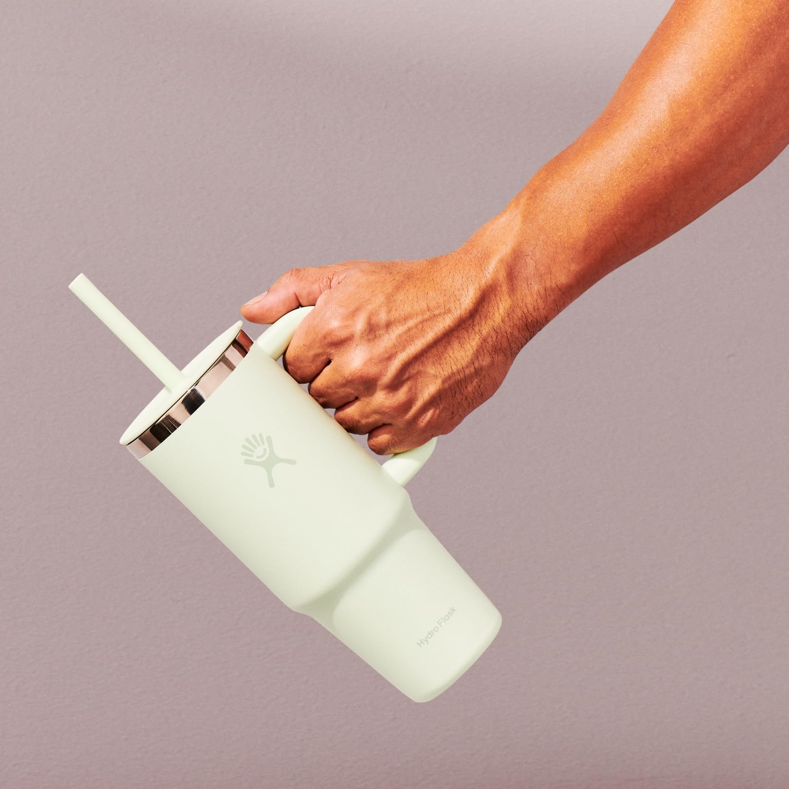 Hydro Flask Travel Tumbler with Handle, Lid and Straw - Insulated Stainless Steel in 24 Oz White