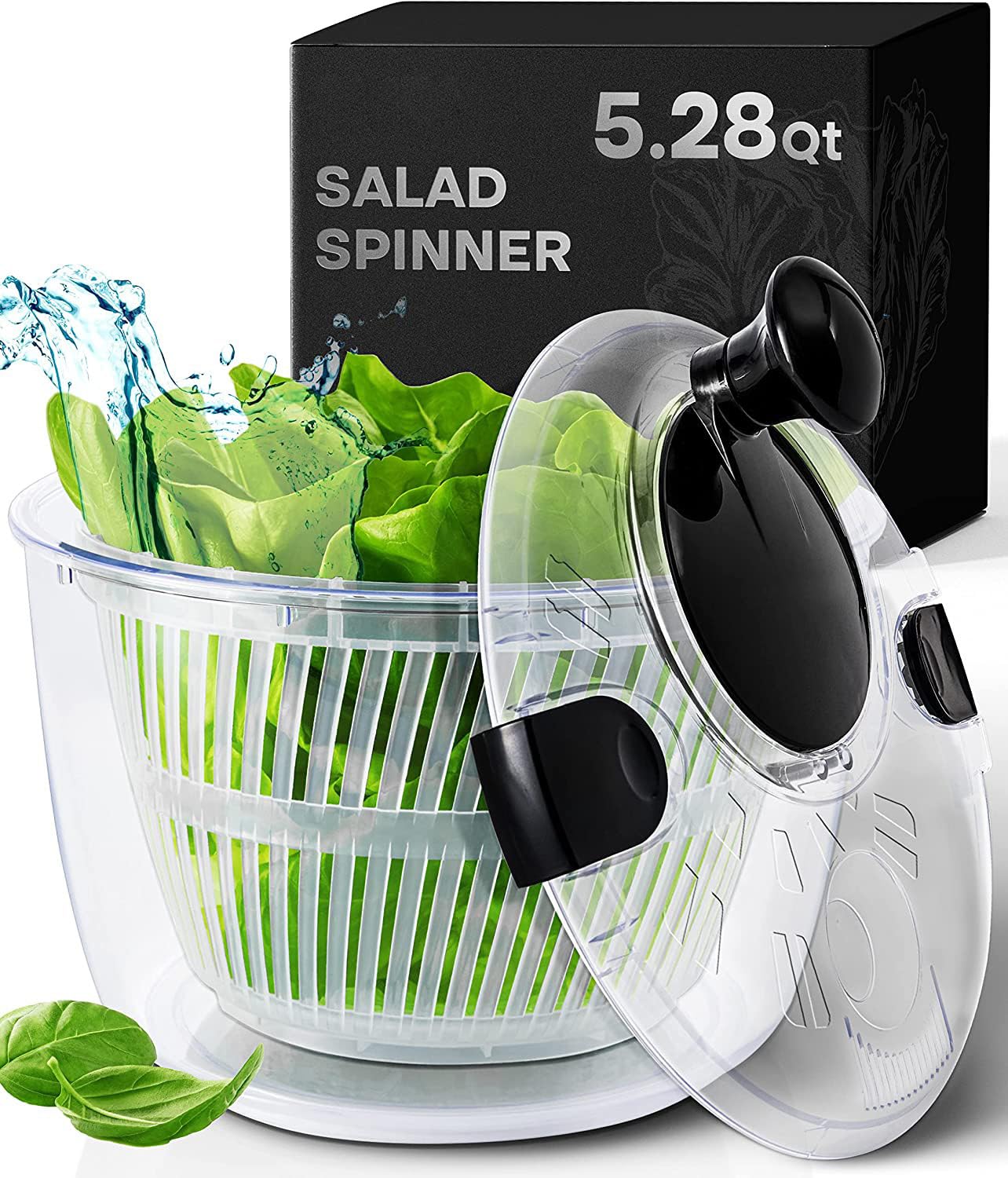 Joined Large Salad Spinner With Drain, Bowl, And Colander - Quick And Easy Multi-Use Lettuce Spinner, Vegetable Dryer, Fruit Was