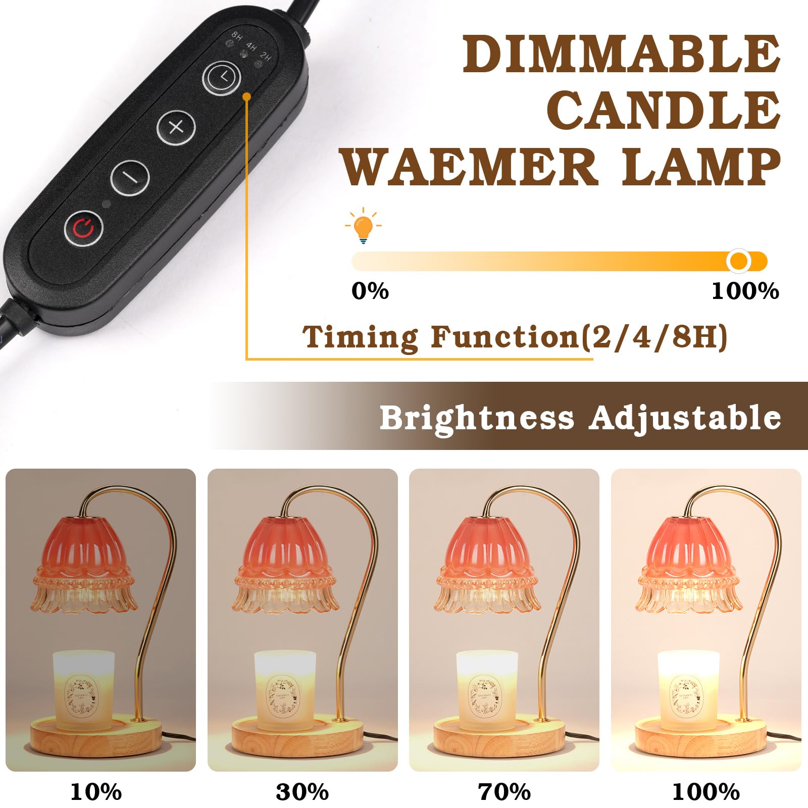 Flower Candle Warmer Lamp with Timer, Wax Warmer, Height Adjustable, Birthday Gifts for Women, Mom, Sister, Candle Lamp Warmer C