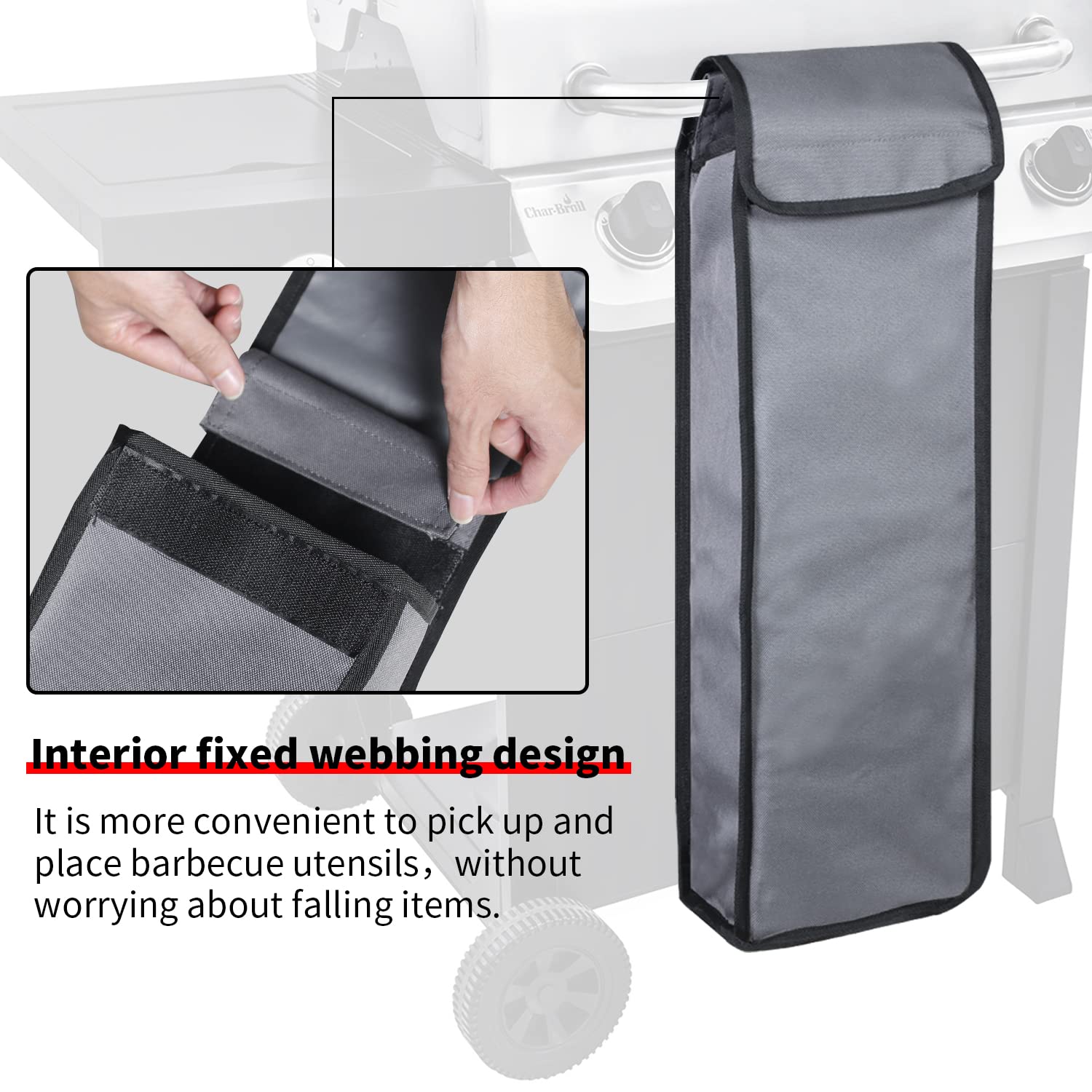 Yujhon Grill Utensil Accessory Storage Bag Grey Waterproof Bbq Tool Storage Bags Grill Tools Foldable Barbecue Appliance Bracket