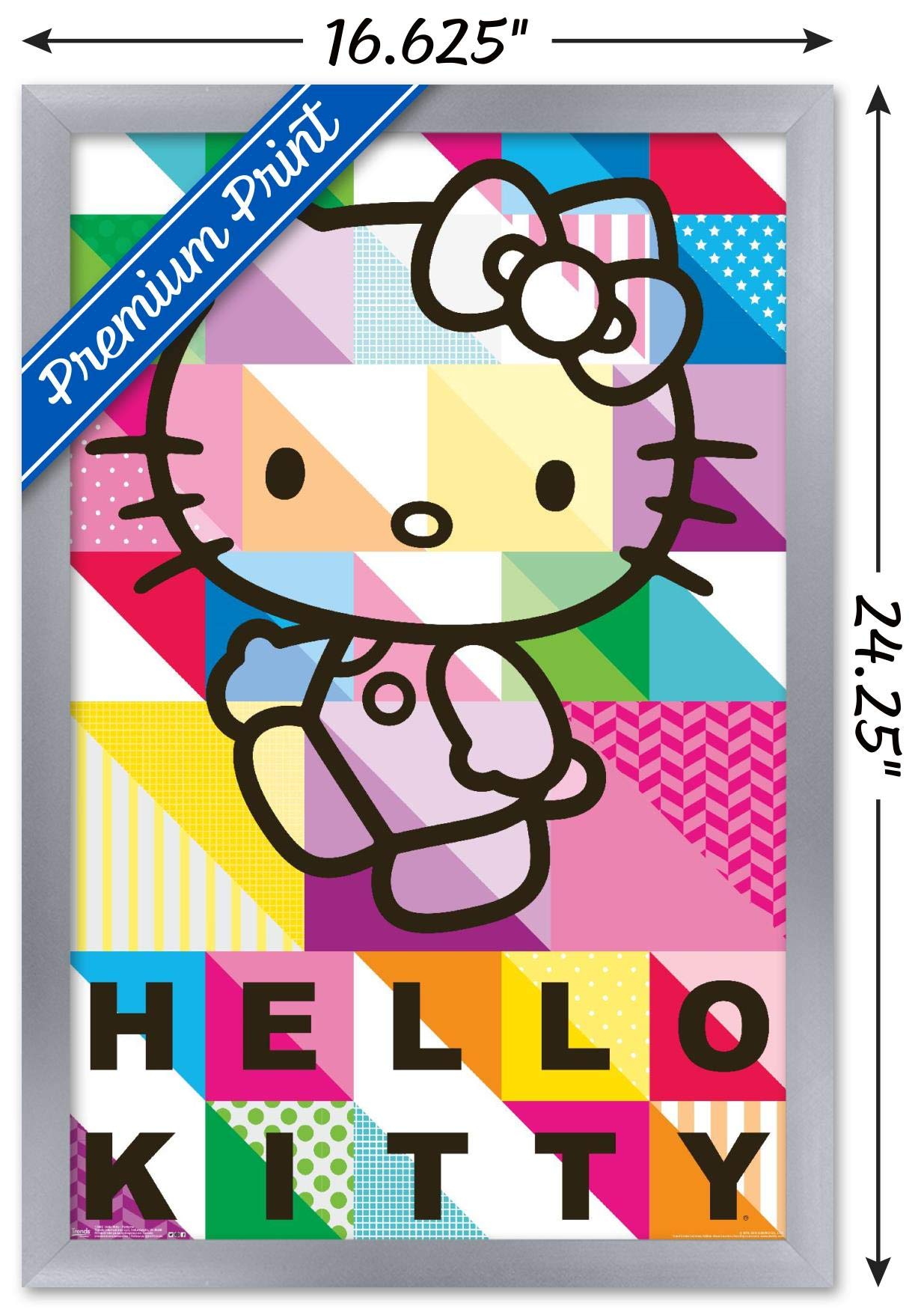 Trends International Hello Kitty - Patterns Wall Poster, 14.725'' X 22.375'', Silver Framed Version