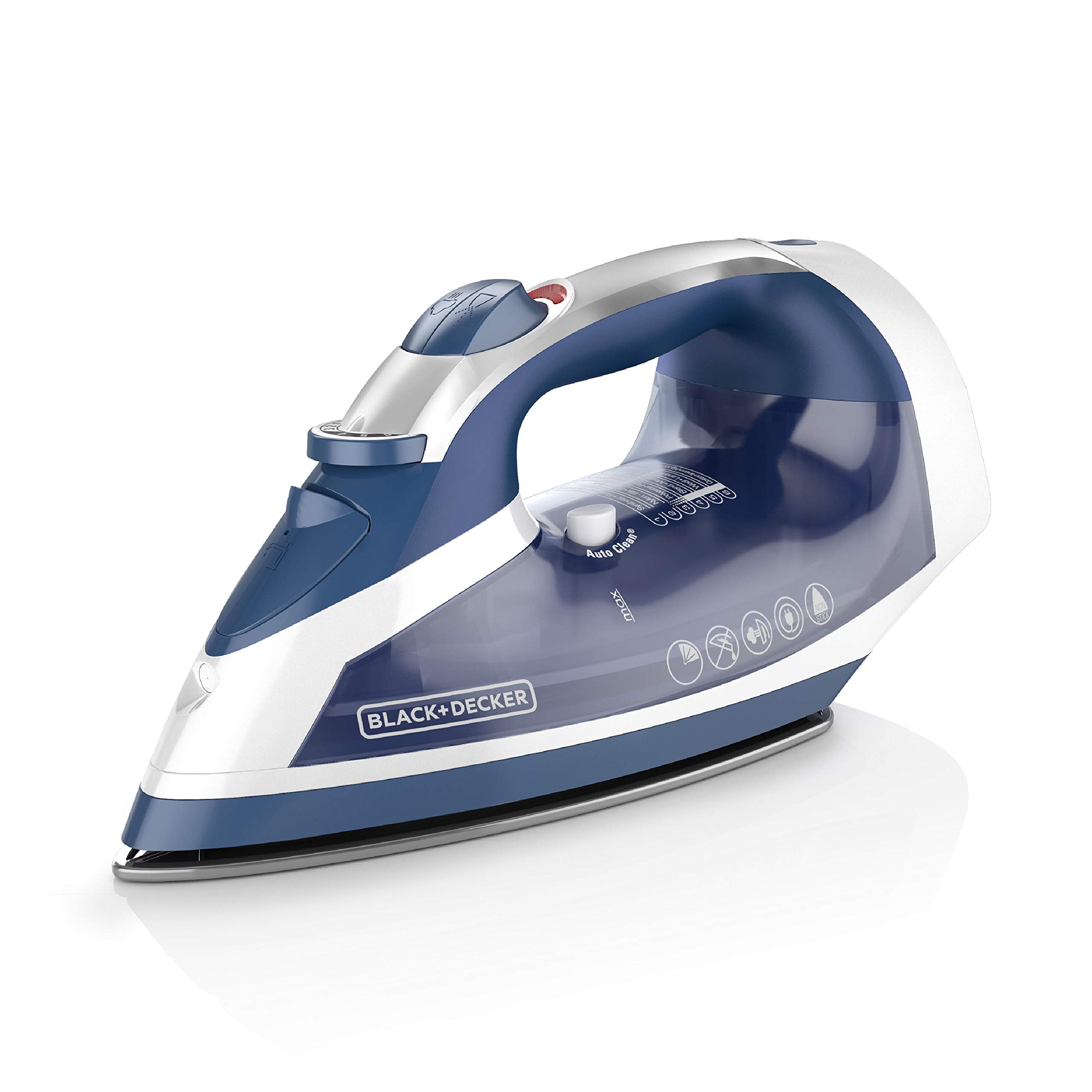 Black+Decker Xpress Steam Cord Reel Iron With Nonstick Soleplate, Blue, Icr16X