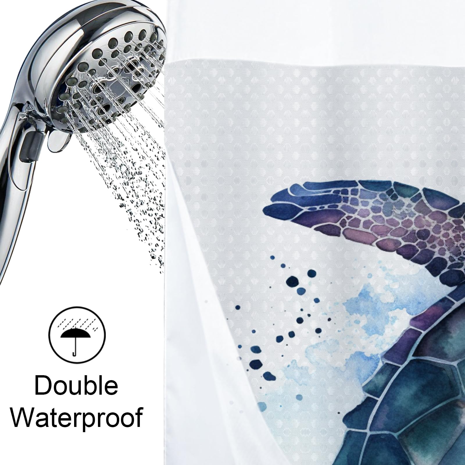 Final Friday Funny Sea Turtle Shower Curtains Ocean Animal Cartoon Kids Theme No Hook Waffle Weave Shower Curtain With Snap In L