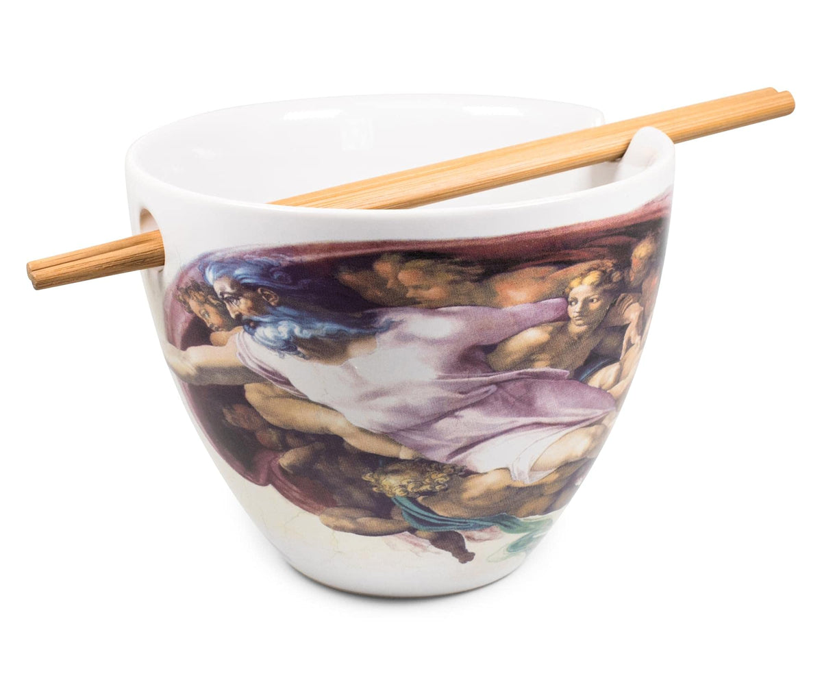 Bowl Bop Sistine Chapel Japanese Ceramic Dinnerware Set | Includes 16-Ounce Ramen Noodle Bowl And Wooden Chopsticks | Asian Food