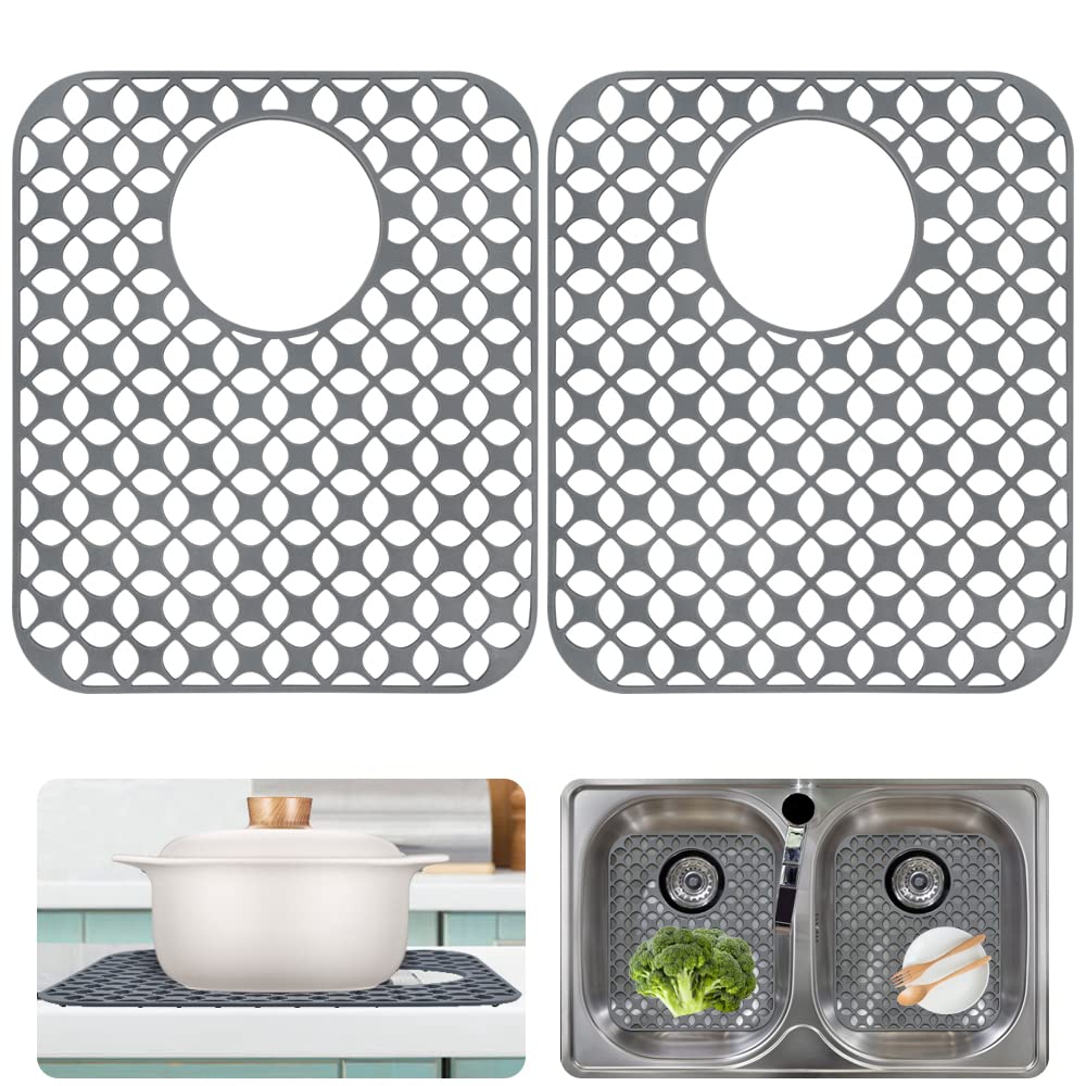 Finphoon Sink Protectors For Kitchen Sink,Kitchen Sink Mats, 2Pcs 13.8'' X 11.4'' Sink Mats For Bottom Of Kitchen Sink, Heat-Res