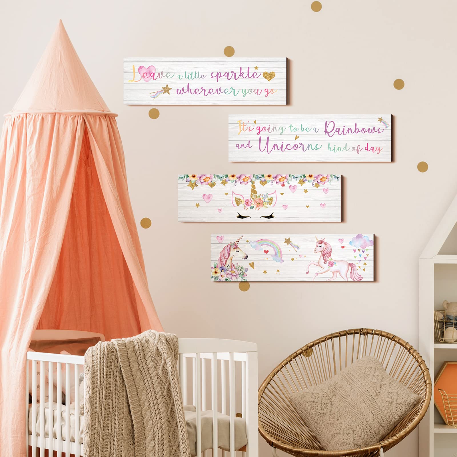 Yulejo Unicorn Wall Decor Girls Rainbow Wall Art Unicorn Room Decor Rainbow Motivational Inspirational Room Bedroom Decoration f