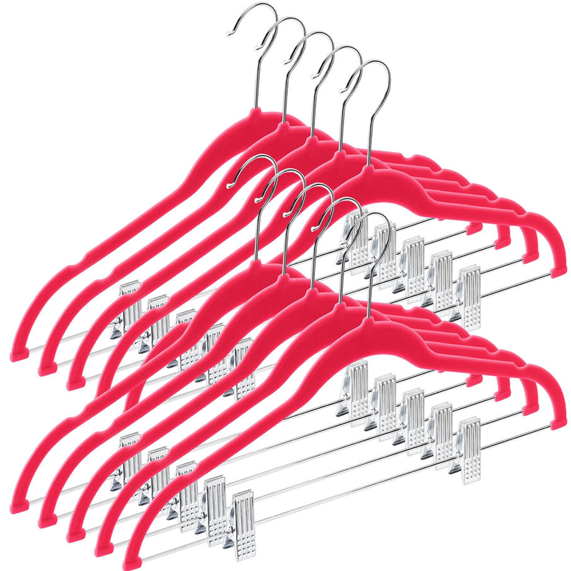 Home-it 10 Pack Clothes Hangers with Clips Pink Velvet Hangers use for Skirt Hangers Clothes Hanger Pants Hangers Ultra Thin No 