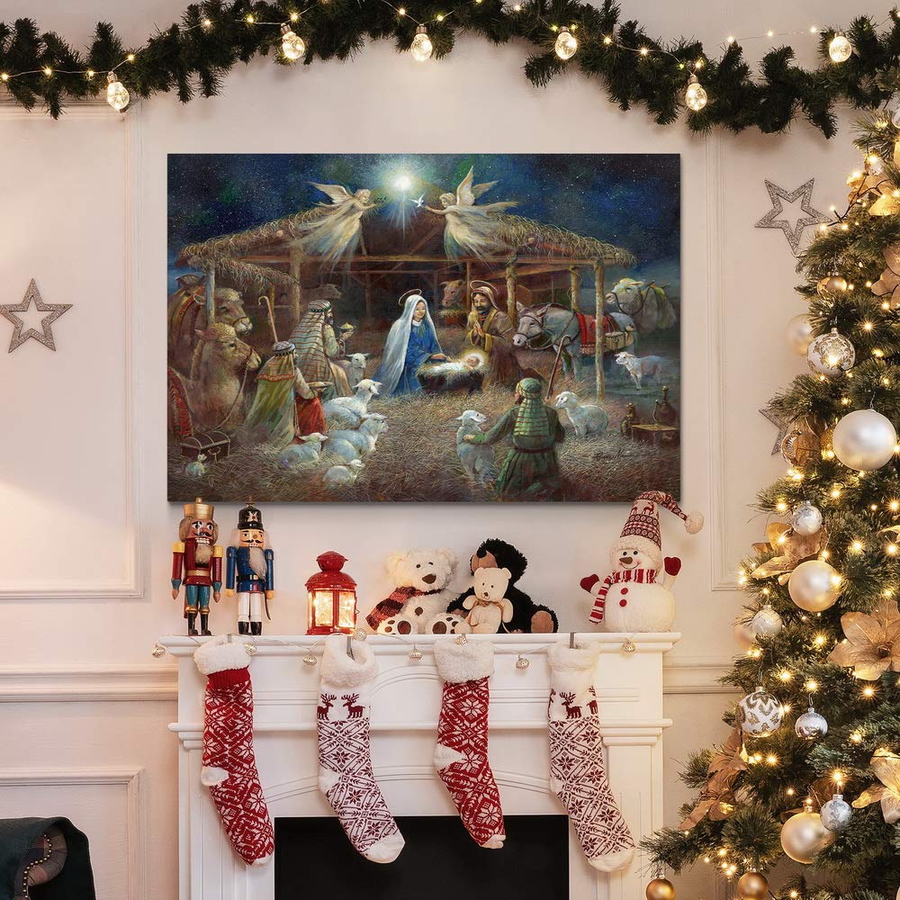 Renditions Gallery Canvas Wall Art Paintings & Prints Serene Christmas Sermon Rustic Festival Modern Wall Hanging Decorations Ar