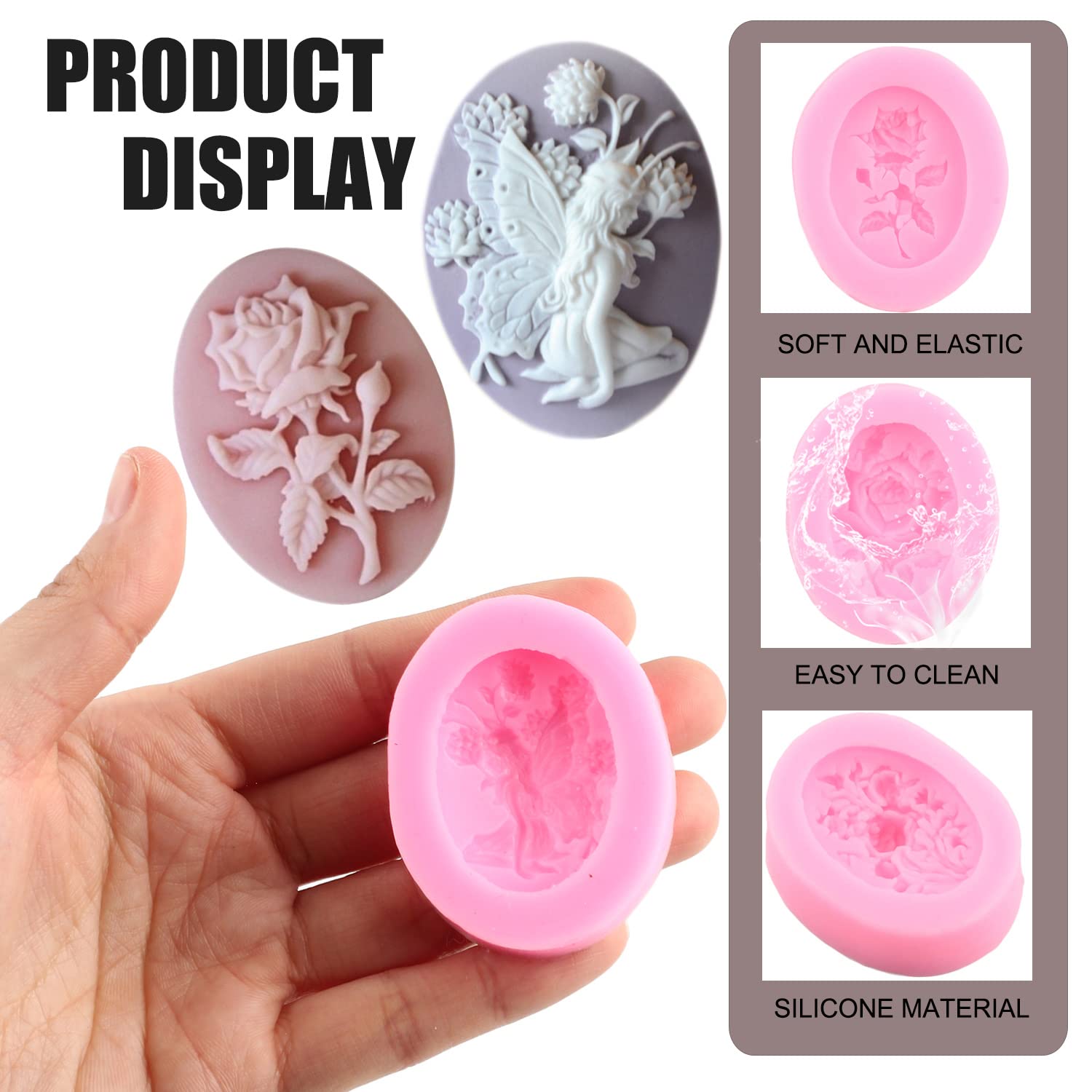 Zixiang Cameo Rose Flower Silicone Molds Angel Fairy Fondant Mold For Chocolate Cake Decoration Cupcake Topper Candy Gum Paste S