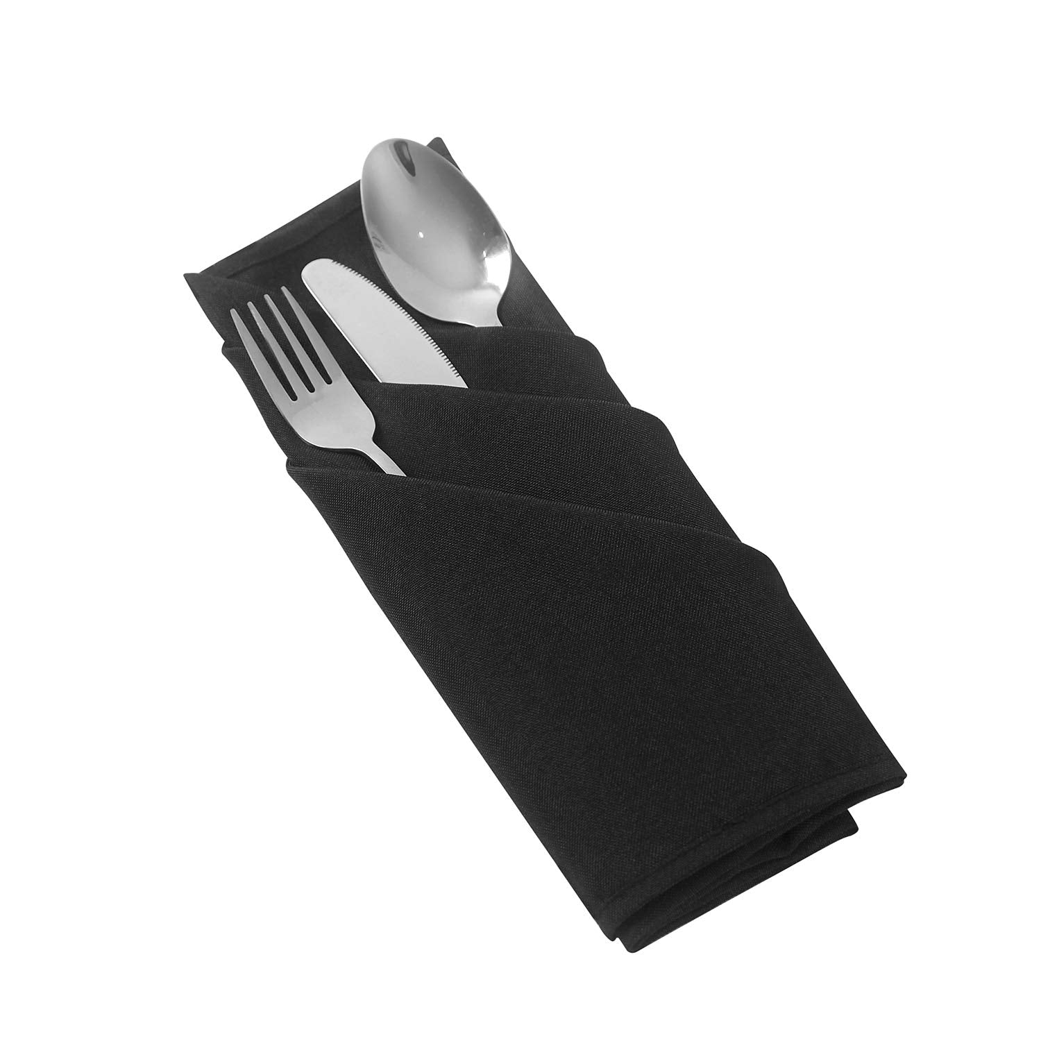 25Pcs Polyester Cloth Napkins - 20 X 20 Inch Black Dinner Washable Napkins With Hemmed Edges For Restaurant/Wedding/Hotel(25,Bla