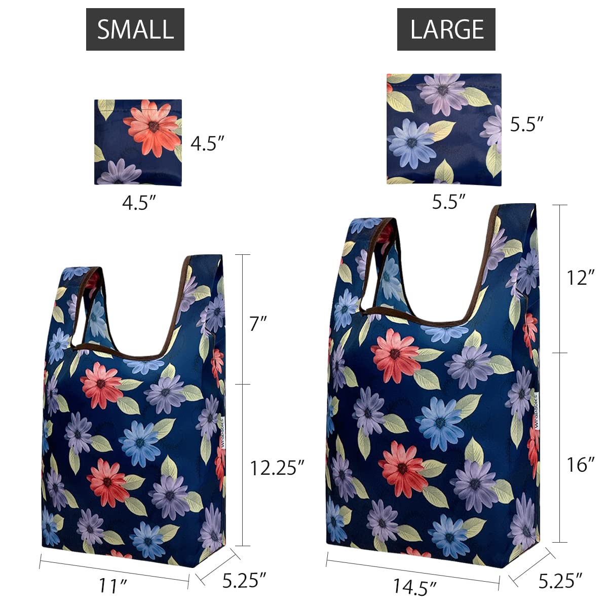 Wrapables Jolibag Collection Reusable Shopping Bag (Set Of 2), Colorful Daisies