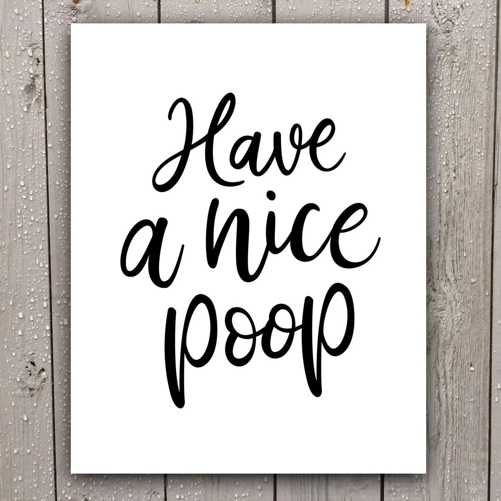 Funny Bathroom Signs (Set Of 4 Unframed - 8 X 10 Inches), Bathroom Typography Wall Decor Prints,Black And White Unframed By Mode