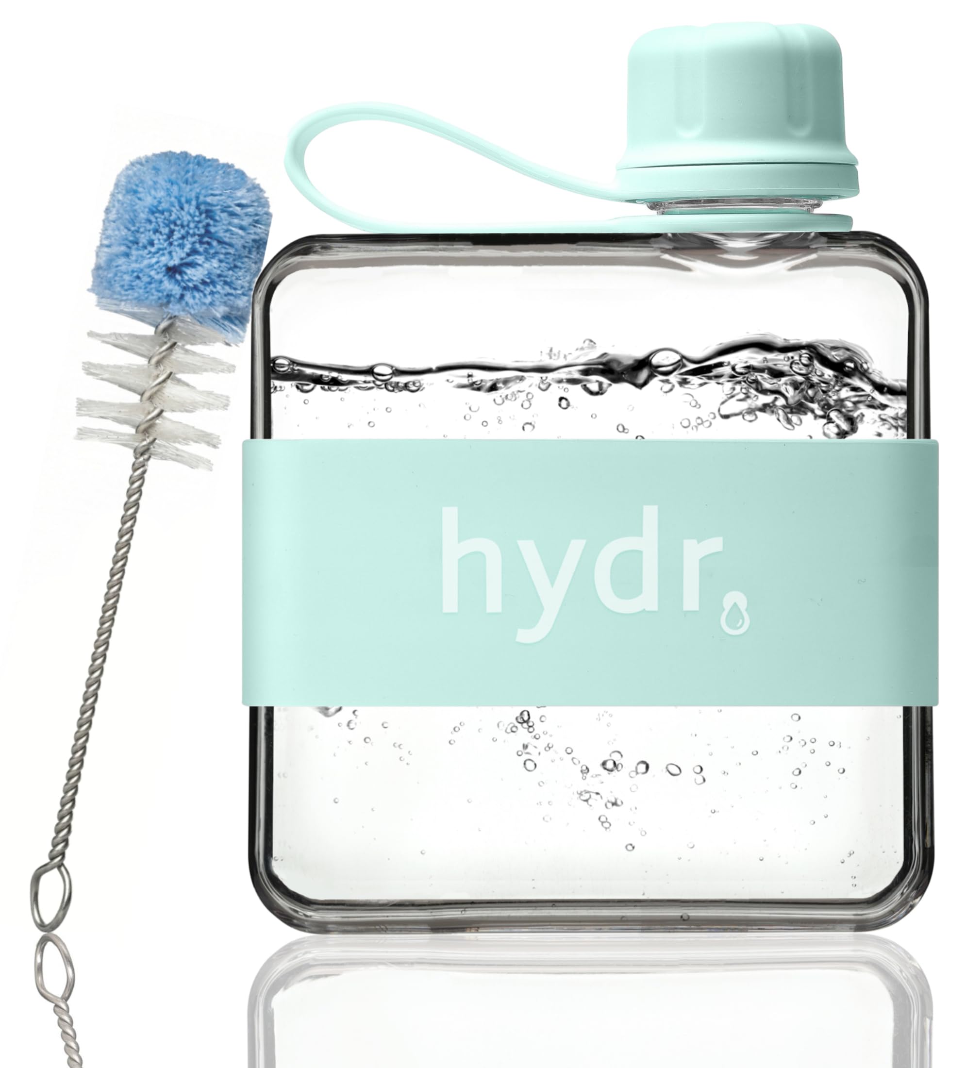 hydr Flat Water Bottle | Mini Slim Square Small Leakproof Reusable Bottle for Bags, Travel & Gym, 12oz BPA-Free Tritan Portable 