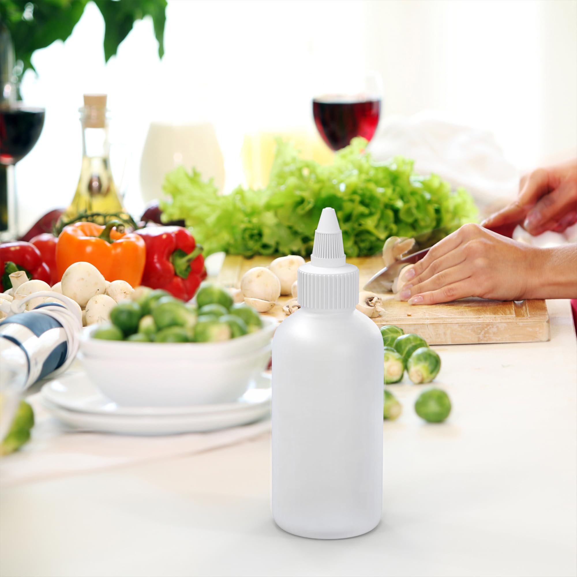 Brightfrom Condiment Squeeze Bottles - 4 Oz Squirt Empty Bottles, Clear Twist Top Cap, Leak Proof - Great For Ketchup, Mustard,