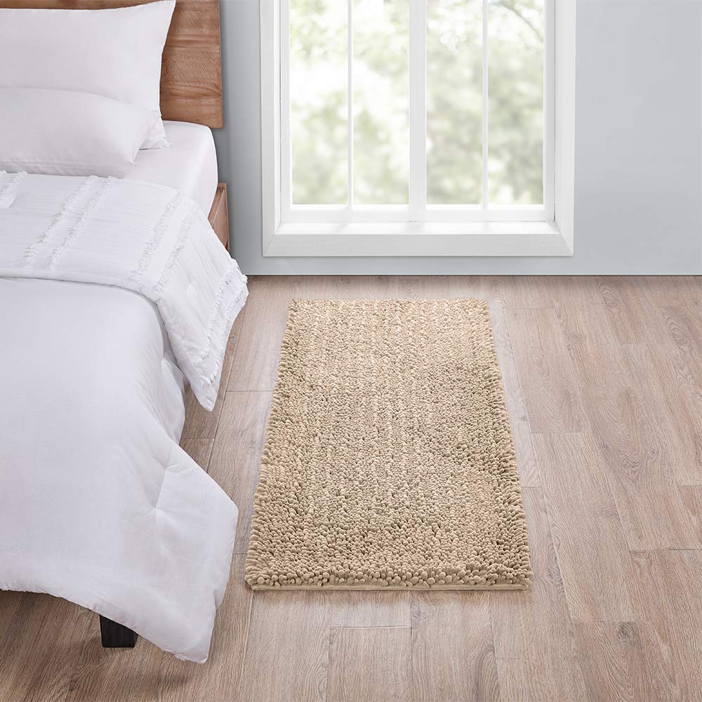 Walensee Large Bathroom Rug Non Slip Bath Mat (72X24 Inch Beige) Water Absorbent Super Soft Shaggy Chenille Machine Washable Dry