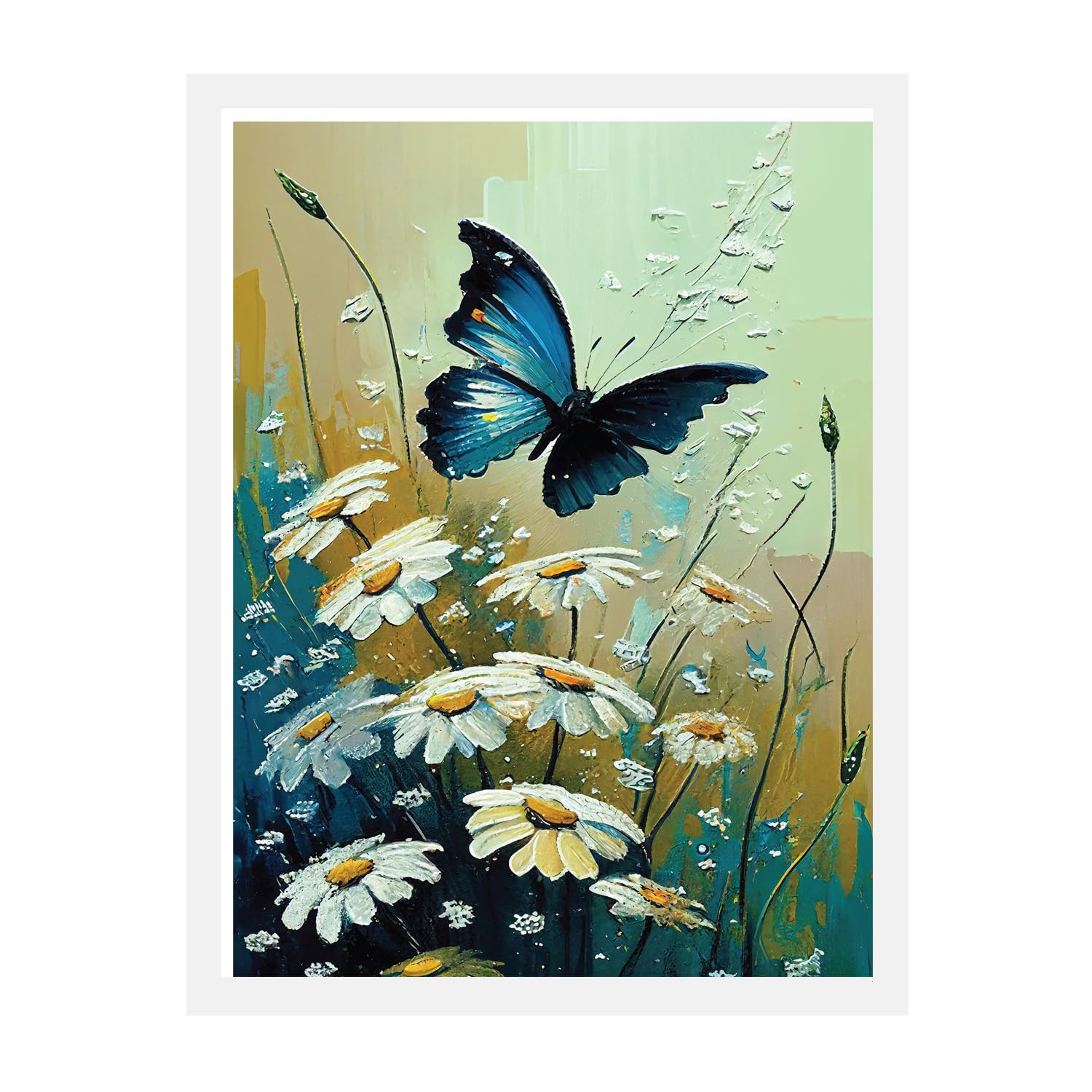 Uncover Mystery Flower & Butterfly Digital Hd Print, Framed Poster Wall Art For Home, Office, Living Room Wall Decoration, (Size