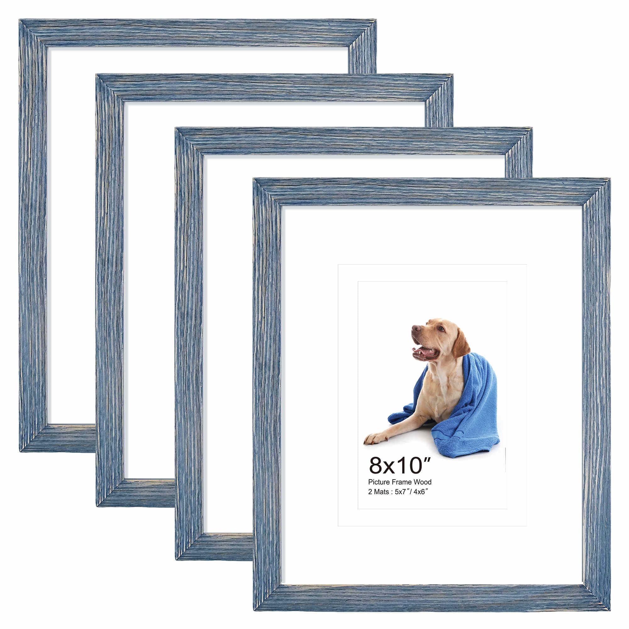 8x10 Hanging Picture Frames,Solid Wood,Not Glass,Display Pictures 4x6,5x7 with Mat or 8x10 Without Mat,Stable Sturdy Picture Fra
