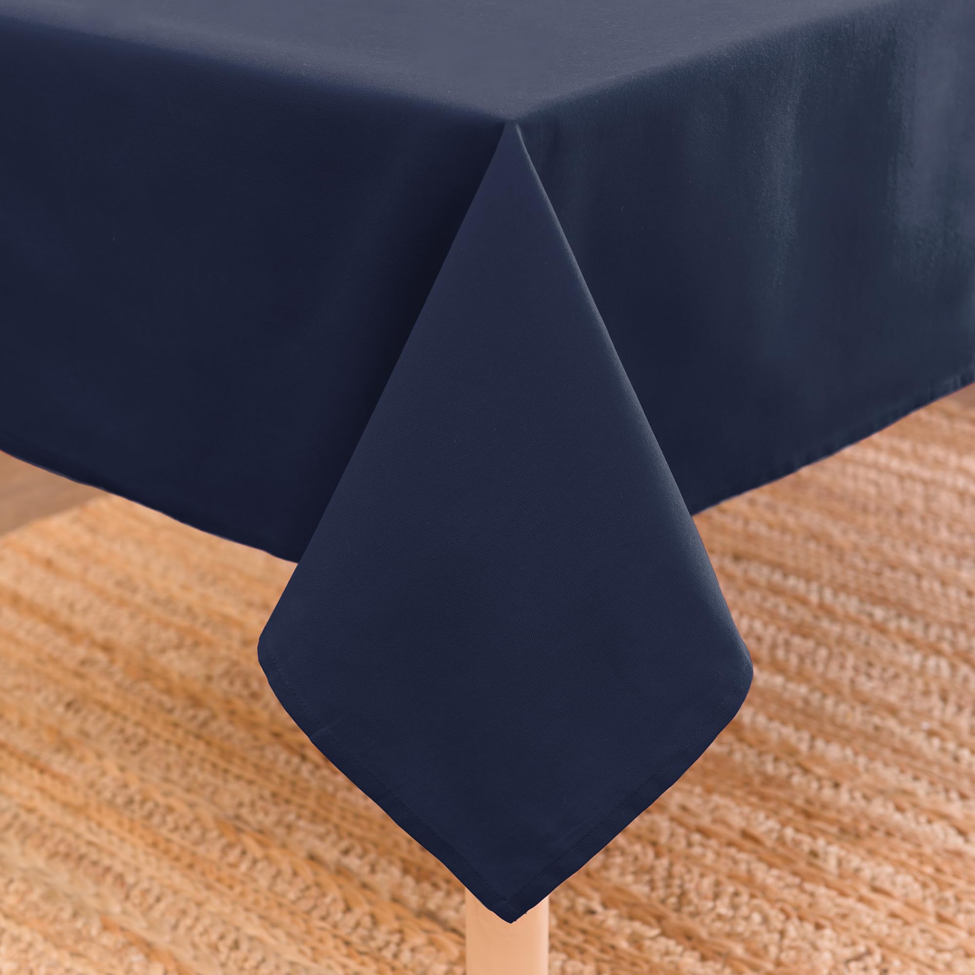 Encasa XO Dining Table Cover | 56x72 in Cotton Canvas Rectangular Tablecloth | Machine Washable, Scotch Blue Table Cloth for Ind