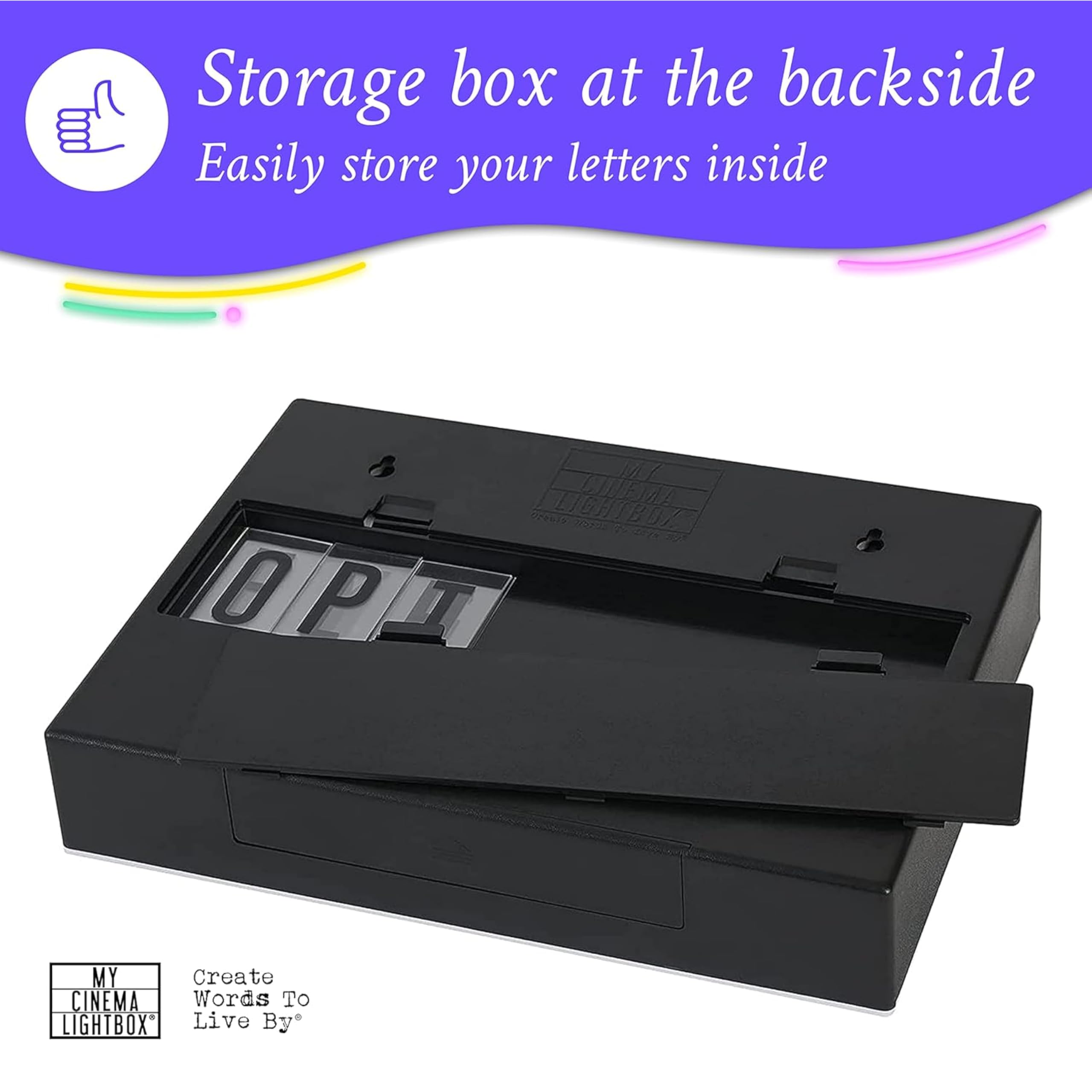 My Cinema Lightbox - Mini Cinema Lightbox, 8x6 - Personalized Light Box Sign with 100 Letters, Numbers, & Symbols, USB cable inc