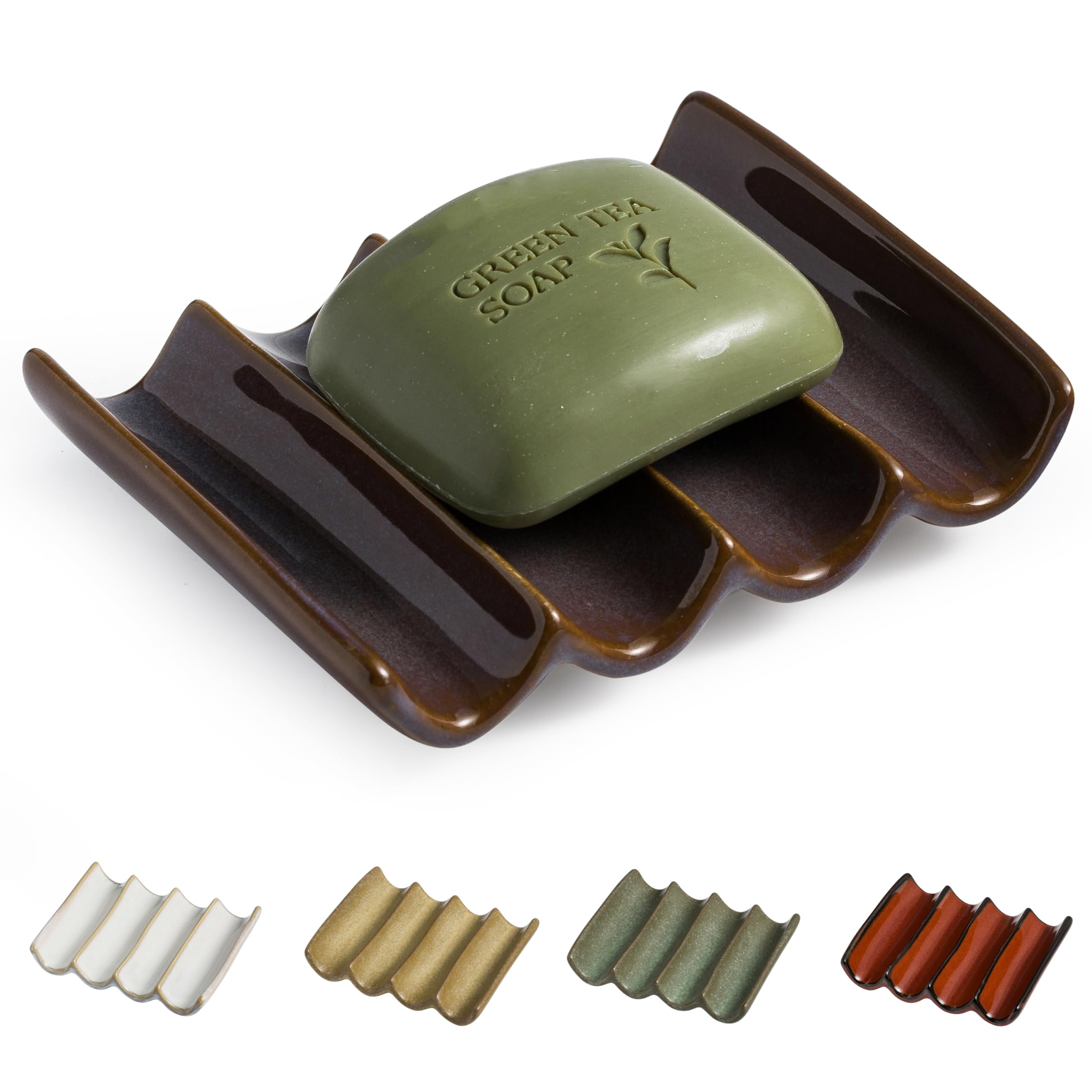 Cormomu Bar Soap Holder, Soap Dish For Shower, Soap Saver For Bathroom, Sink, Kitchen, And Countertop, 5'' X 3.9'' Ceramic Japan