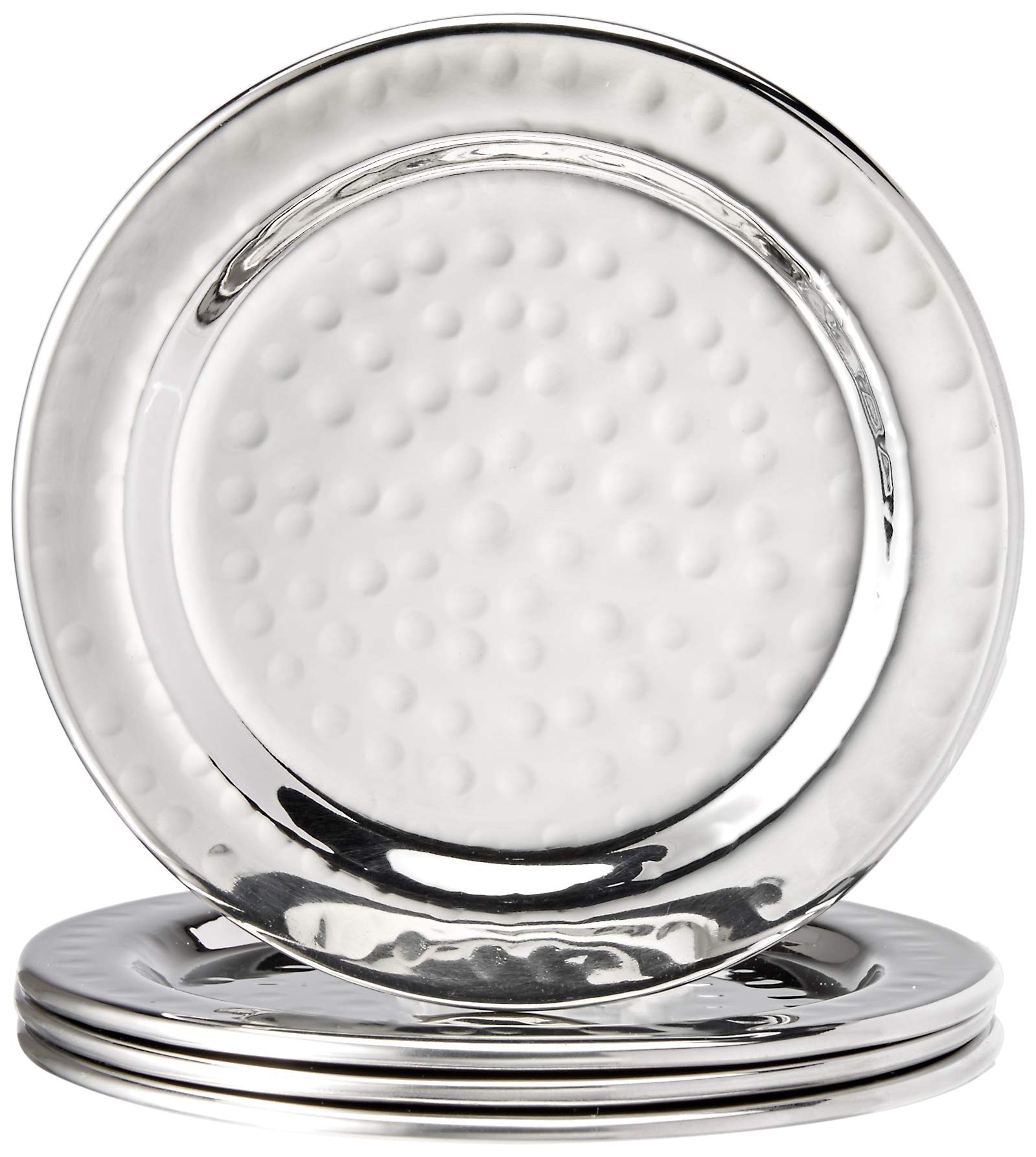 Elegance Hammered 4Inch Stainless Steel Coasters, Set Of 4