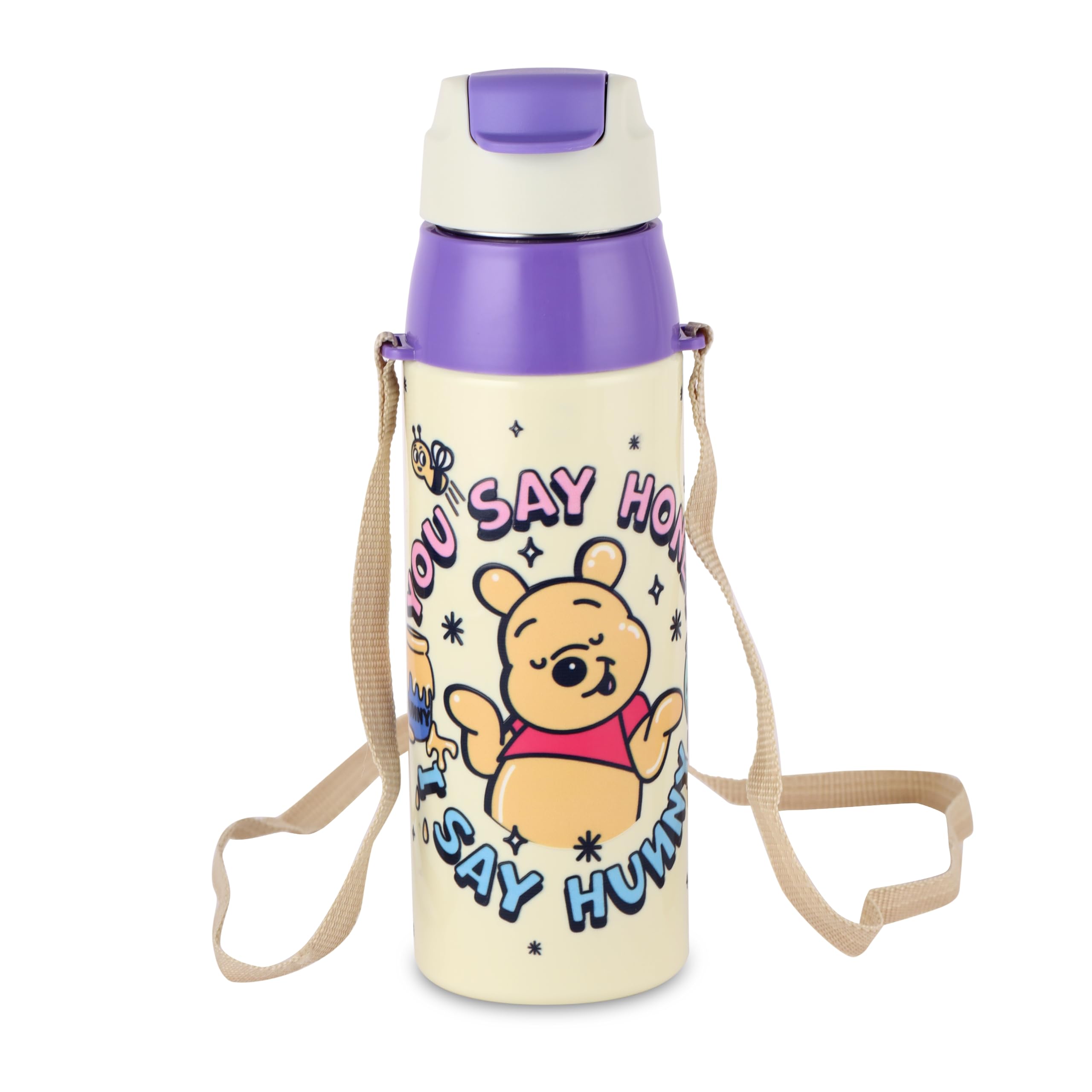 Cello Plastic Kidzbee Era 600 Hunny Bear Kids Water Bottle, 520Ml, Off White | Pu Insulation & Bpa Free | 3D Touch & Feel Design