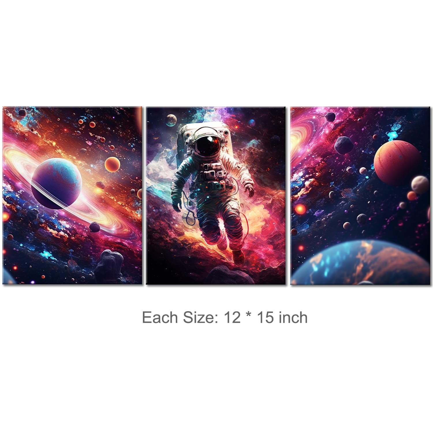 Yuzi-N Outer Space Room Decor Space Room Decor For Boys, Planet Astronaut Wall Art Space Wall Decor For Boys Bedroom Teens Room