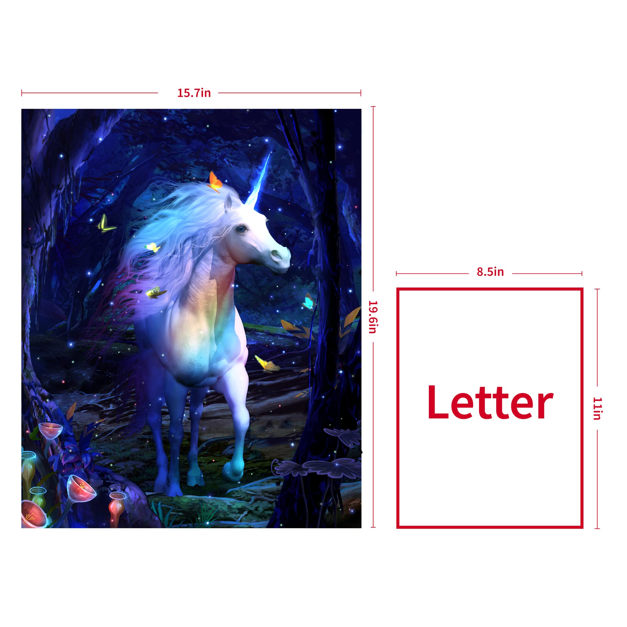 Dohwa Blingco Unicorn Lighted Canvas Wall Art Led Framed Picture With Timer, Battery Operated Poster Anxiety Relief Bedroom Deco