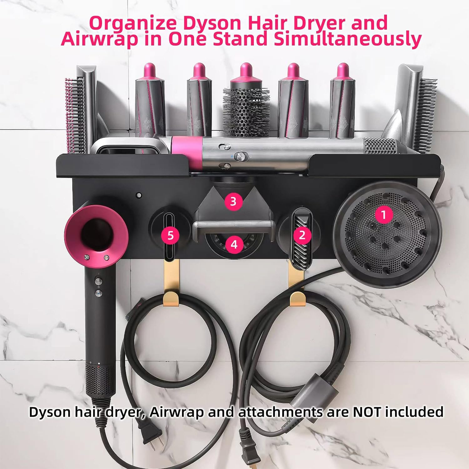 Dyson Airwrap Holder, Dyson Airwrap Wall Mount, 2In1 Dyson Airwrap Organizer & Dyson Hair Dryer Holder, Dyson Hair Dryer Stand F