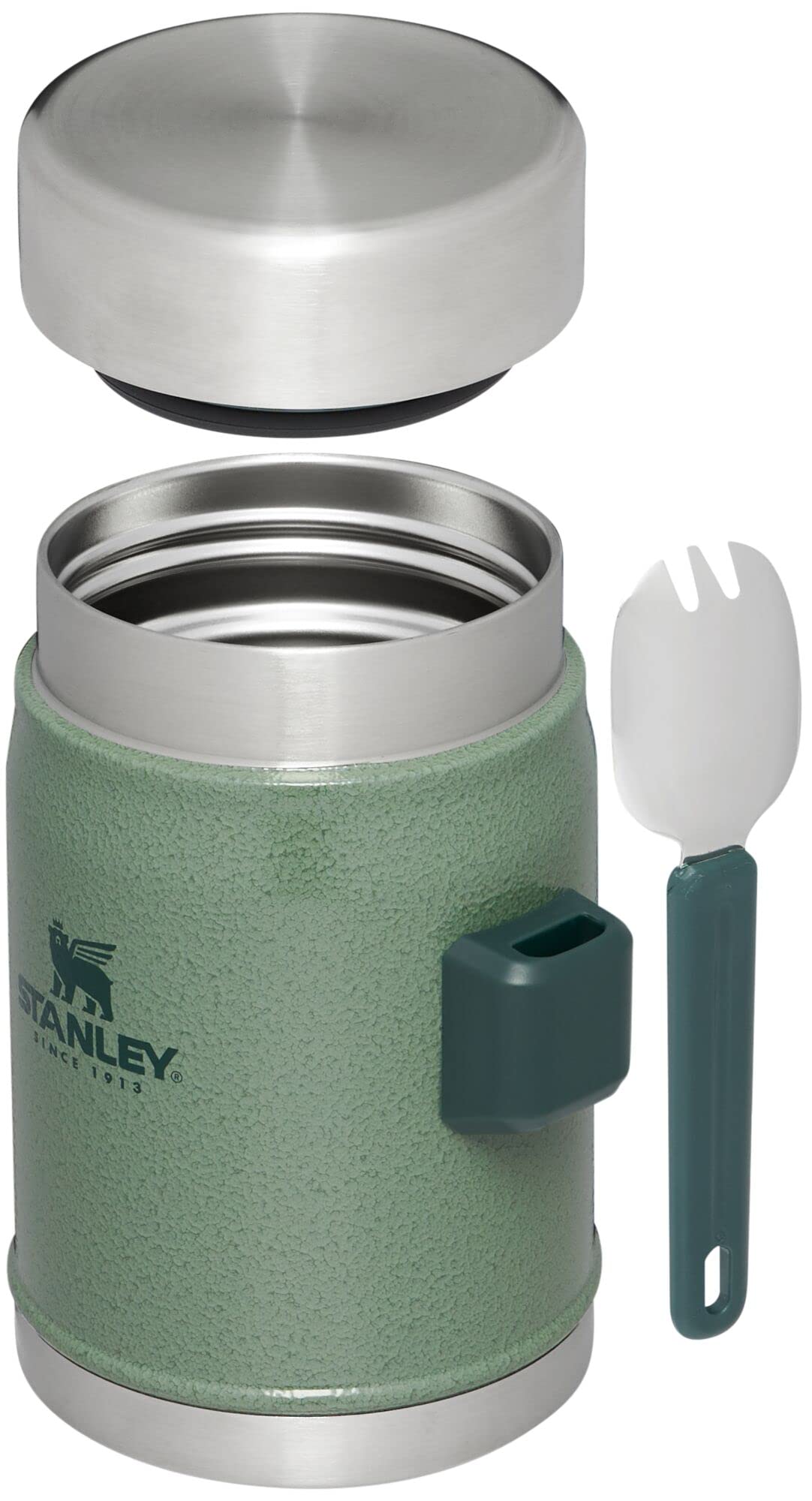 STANLEY Classic Food Jar 14oz Stainless Steel Hammertone Green Model 10-11353-001 with Spork
