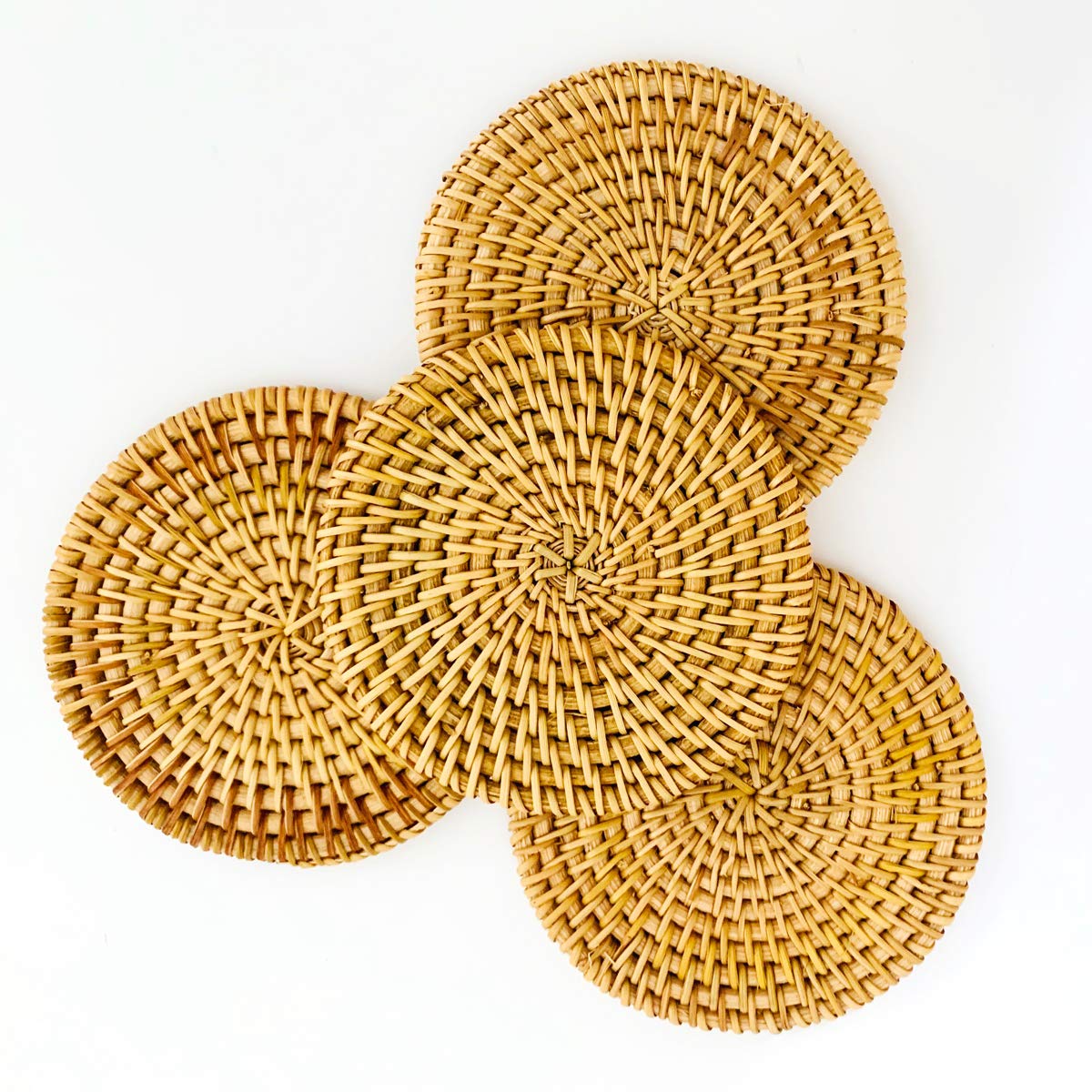 Handmade Braided Drink Coasters 4 Pcs Unique Present For Friends,Birthday,Living Room Decor,Holiday Party (3.94'' Round)