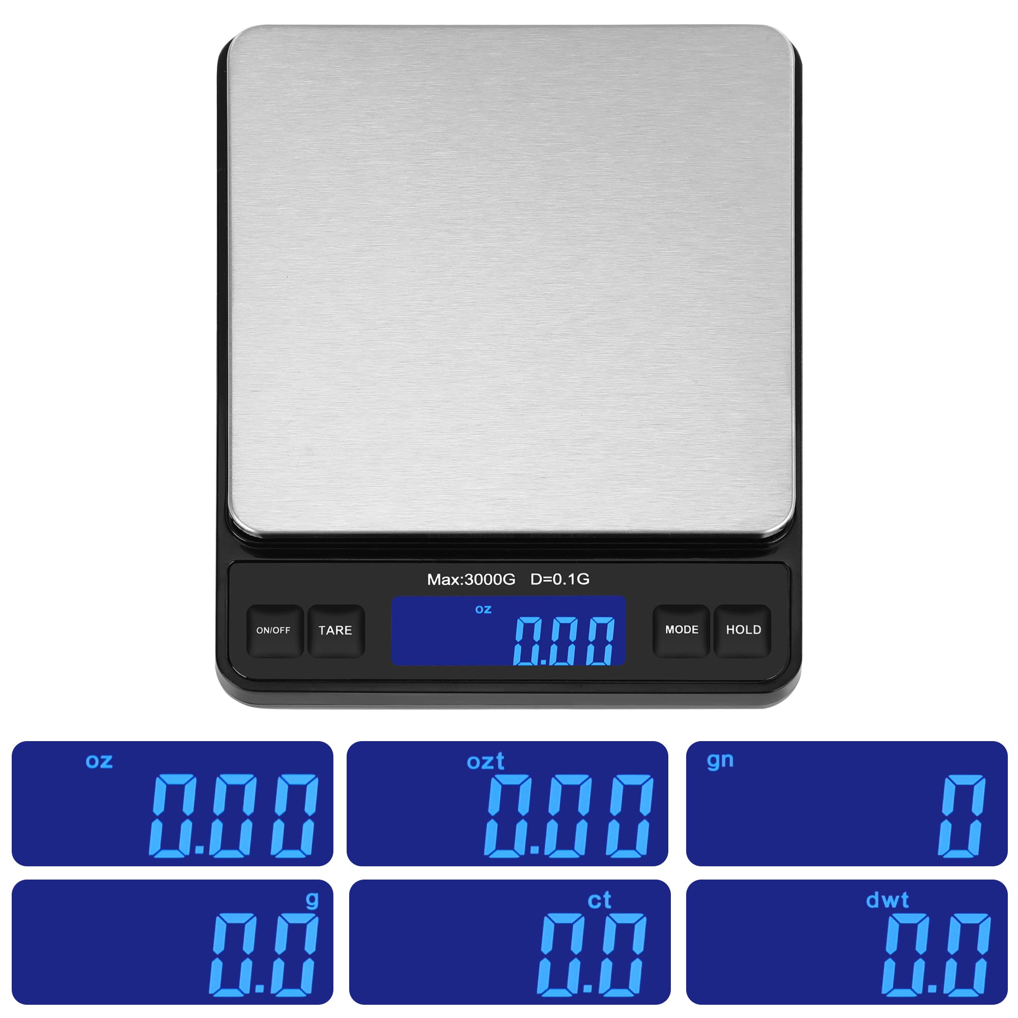Weighmax Duo Series W-7800 High Precision 0.1G/0.01Oz 3000G Digital Pro Pocket Scale, Serving As Kitchen Scale And Postal Scale