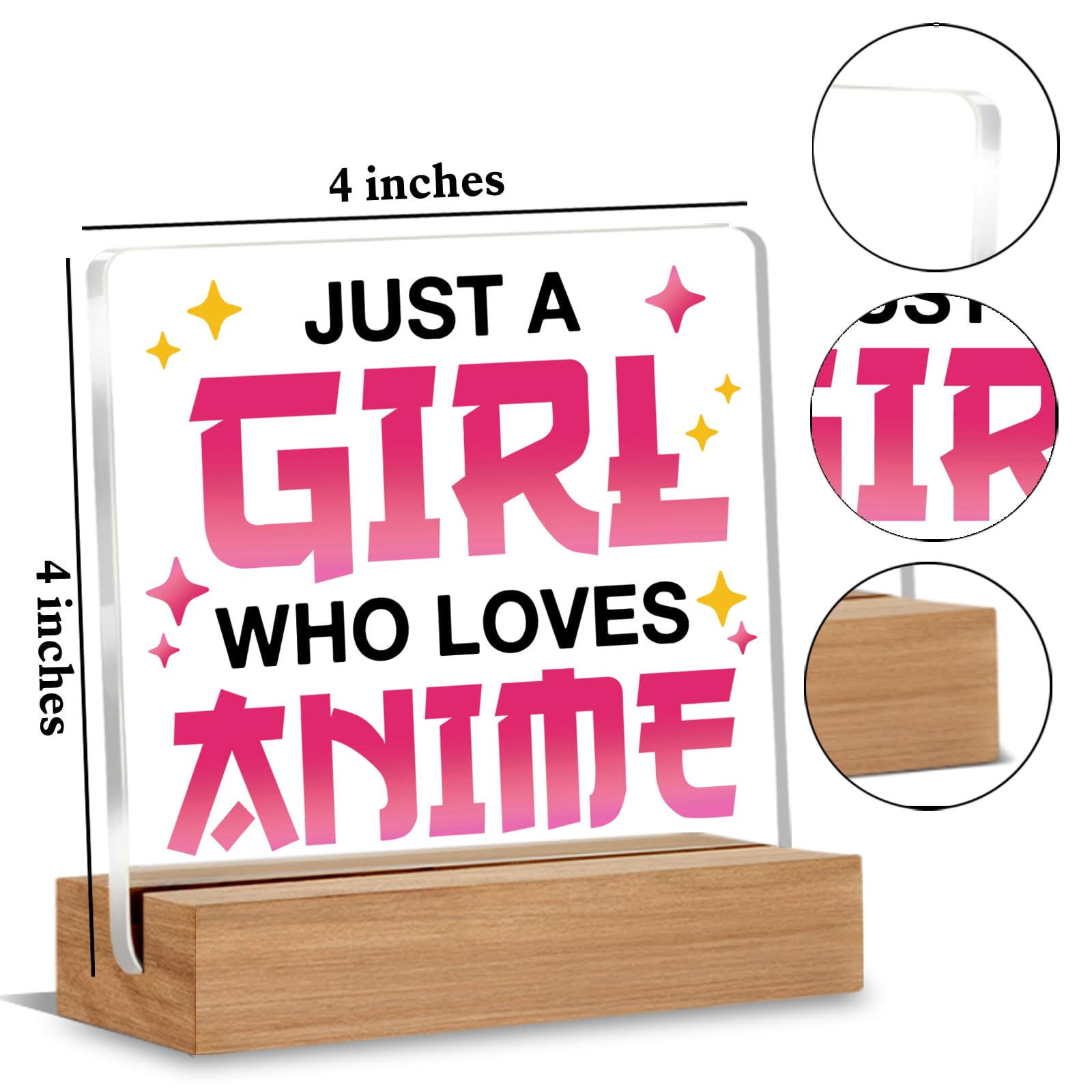 Anime Decor - Anime Gifts for Girls, Anime Lover Gift for Women Friends Sister Teen, Just a Girl Who Loves Anime Acrylic Office