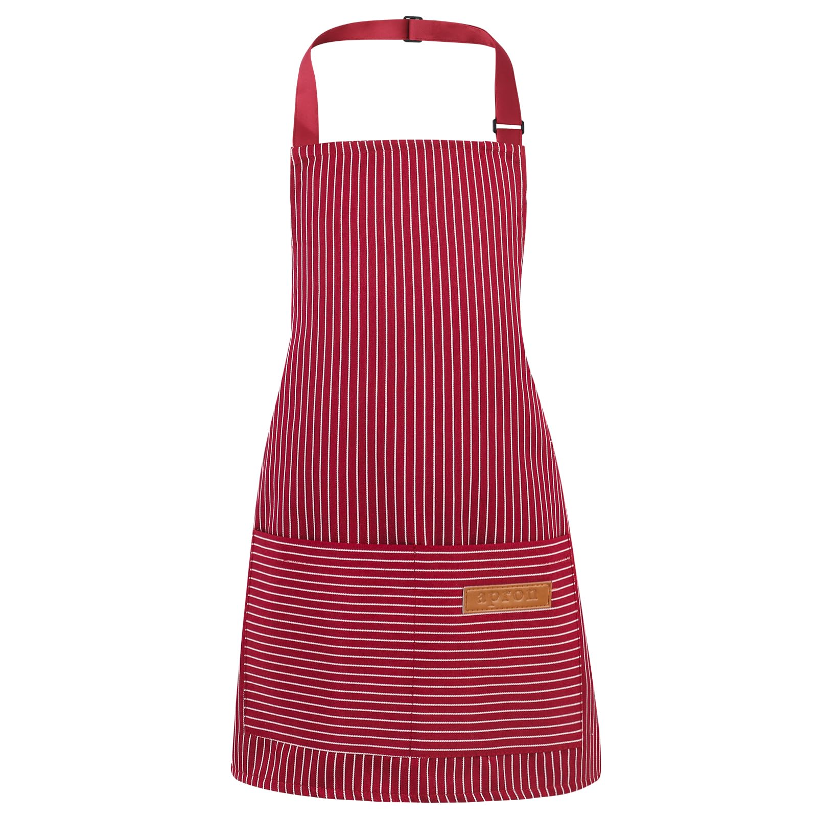 Xlsxexcl Stripes Kids Apron, Kids Cooking Aprons With 2 Pockets For Cooking,Cleaning,Painting (Red, 45X50Cm)