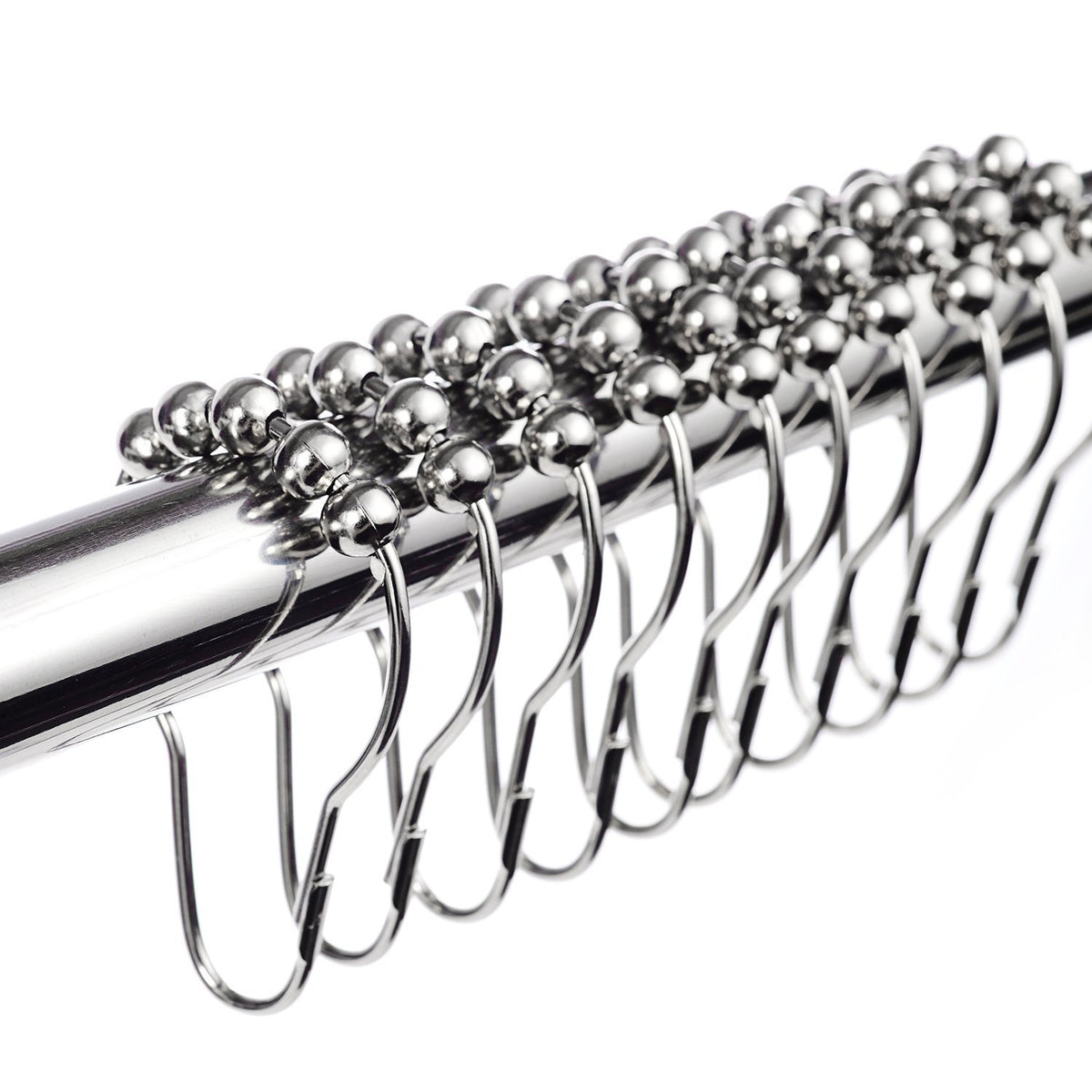 12 Piece Set Rustproof Stainless Steel Shower Curtain Rings Hooks For Bathroom Shower Rod