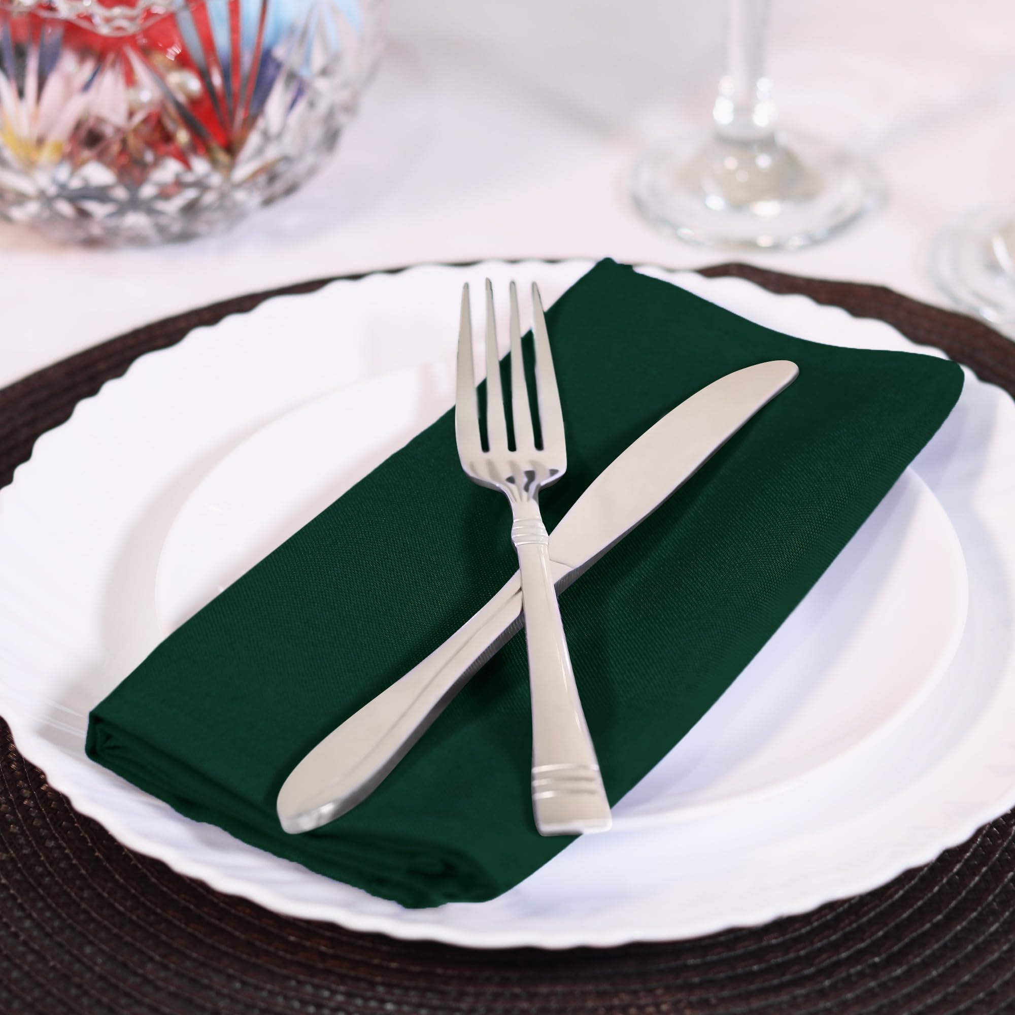Utopia Home Hunter Green Cloth Napkins (12 Pack, 20X20 Inches), Ideal Dinner Napkins For Party, Wedding And Lunch/Dinner