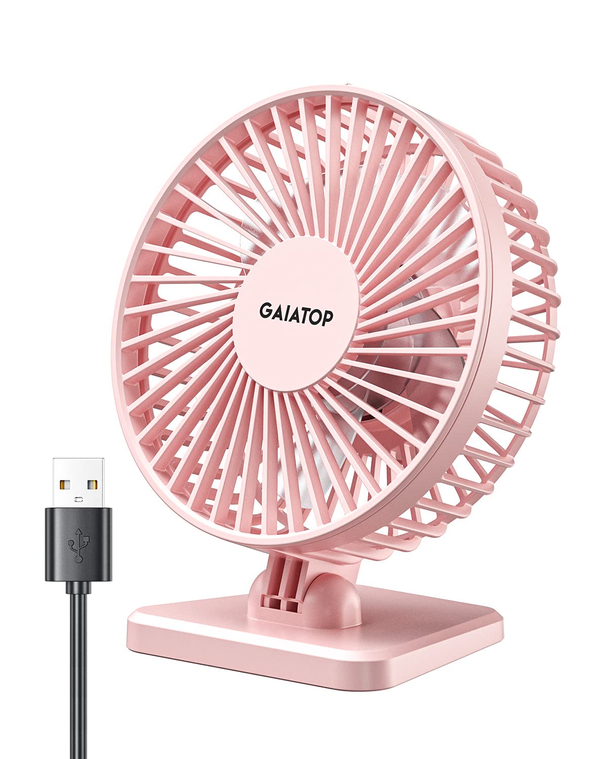 Gaiatop Small Desk Fan, Portable 3 Speeds Wind Desktop Table Cooling Fan In Single Button, Adjustment Mini Personal Fan For Home