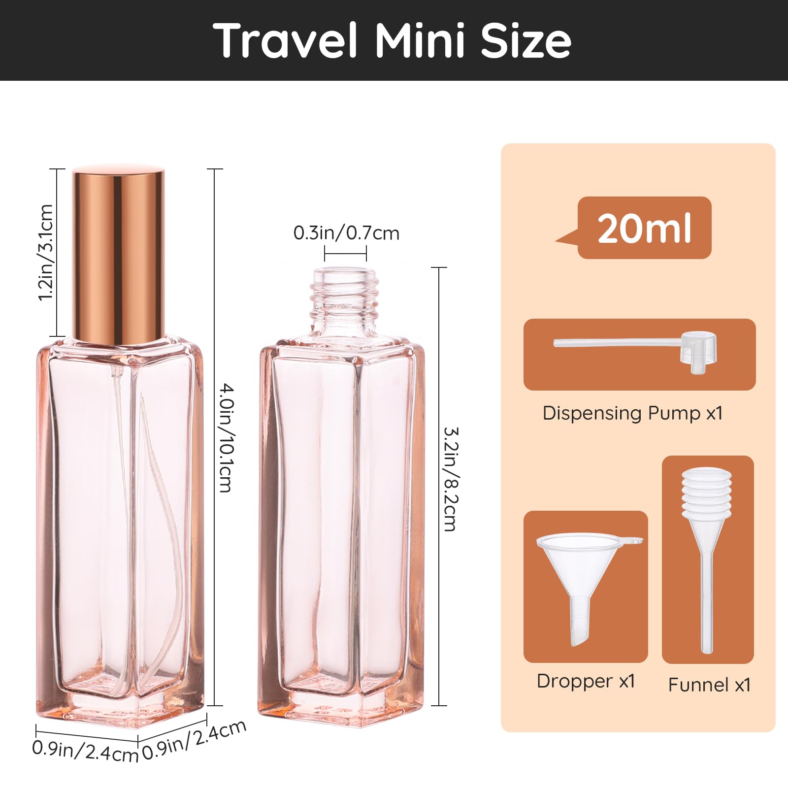 Segbeauty Travel Perfume Atomizer Refillable, 2 Pack 20Ml Portable Perfume Bottles, Travel Size Perfume Refill Bottle Empty Glas