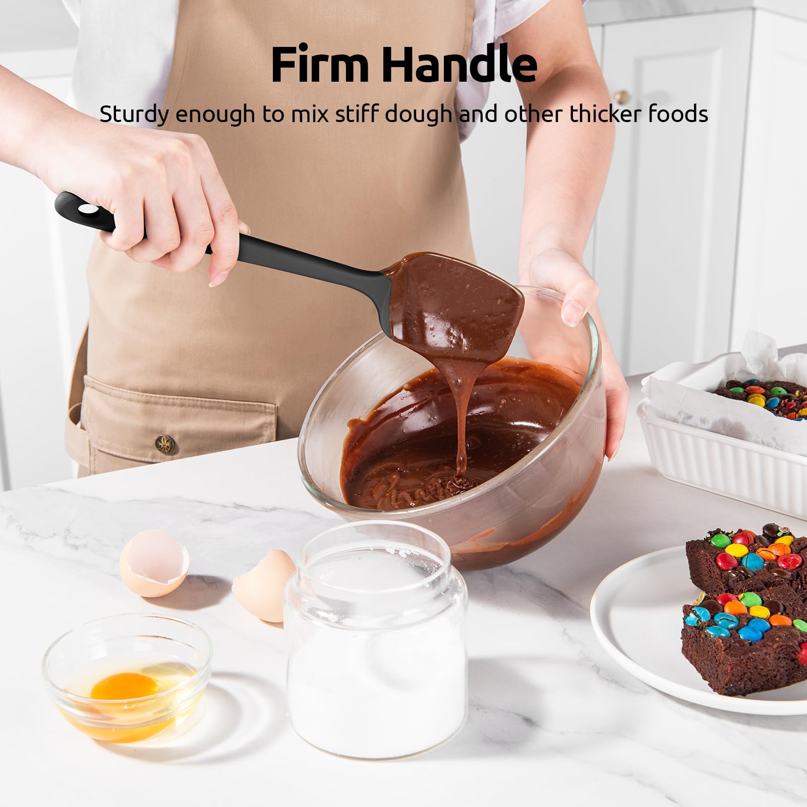 U-Taste Silicone Spoon Spatula Set, 600F High Heat Resistant Food Grade Flexible Rubber Scraper, Cooking Mixing Baking Kitchen U