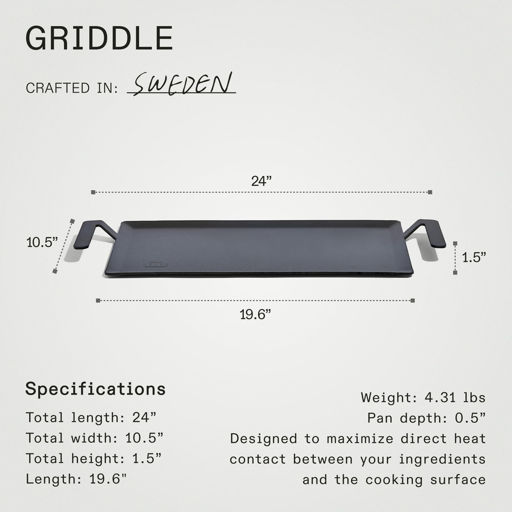 Made In Cookware - Carbon Steel Griddle - (Like Cast Iron, But Better) - Professional Cookware - Crafted In Sweden - Induction C