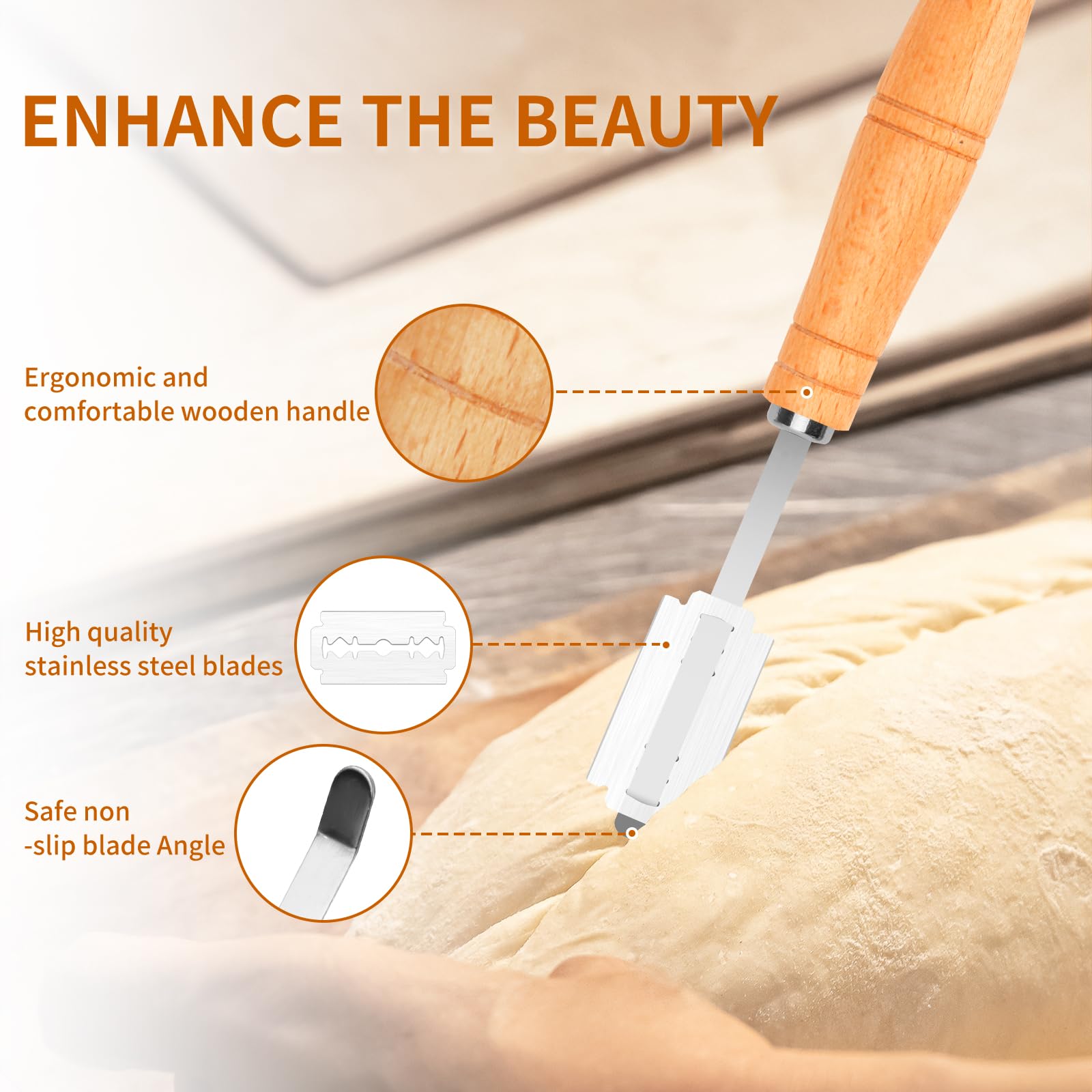 Nuoyunova Sourdough Proofing Basket,2 Round 9 Inch Bread Proofing Basket , Sourdough Starter Kit ,Dough Scraper,Bread Lame , 5 B