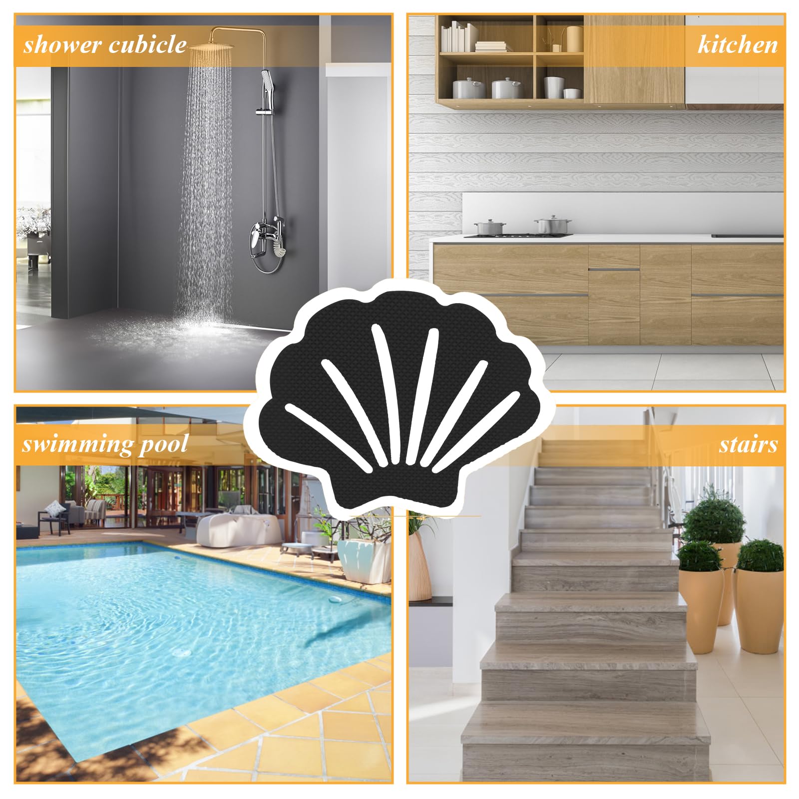 Coufce Bathtub Stickers Non Slip, Shell Shaped Tubs Safety Shower Treads, Adhesive Sticker For Bathroom Bathtub, Shower Floor, B