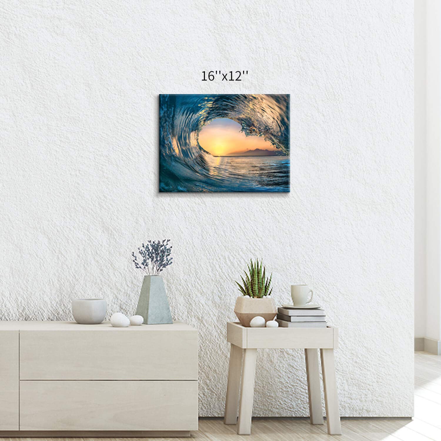 Ocean Wave Picture Wall Art: Tropical Seascape Sunset Canvas Prints For Office (16 ' ' X 12 ' ' X 1 Panel)