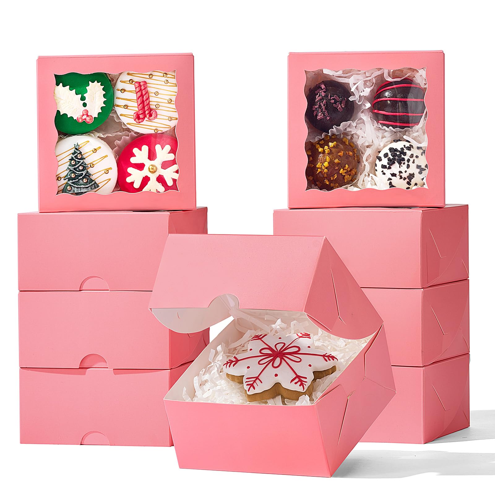 SLShePack 40 Pack Bakery Boxes 4x4x2 Inches Cookies Boxes Mini Bundt Cake Boxes Pie Box Cinnamon Roll Treat Boxes Chocolate Truf
