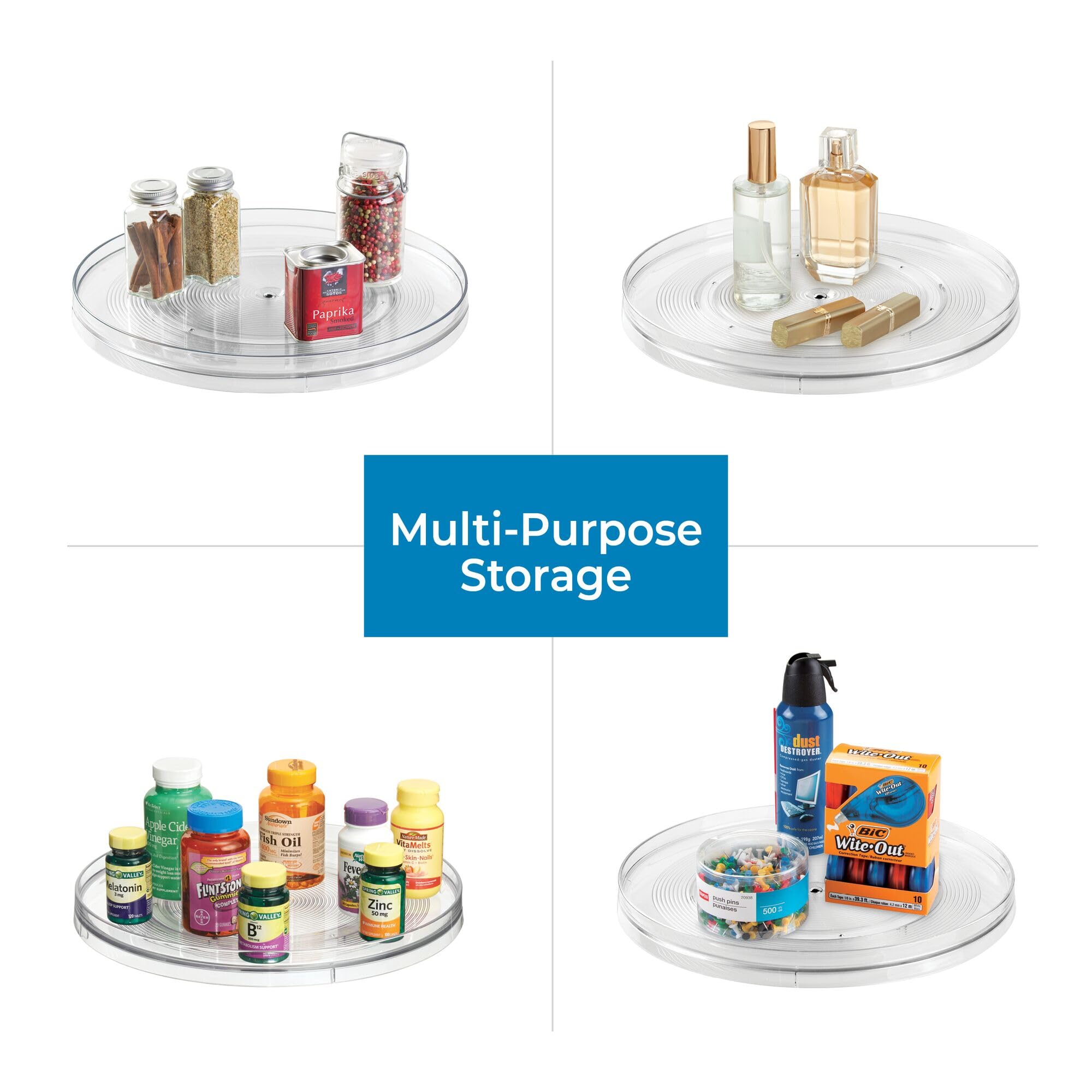 Idesign Recycled Plastic Lazy Susan Turntable Organizer Pantry, Bathroom, General Storage And More, The Linus Collection, 14'' I