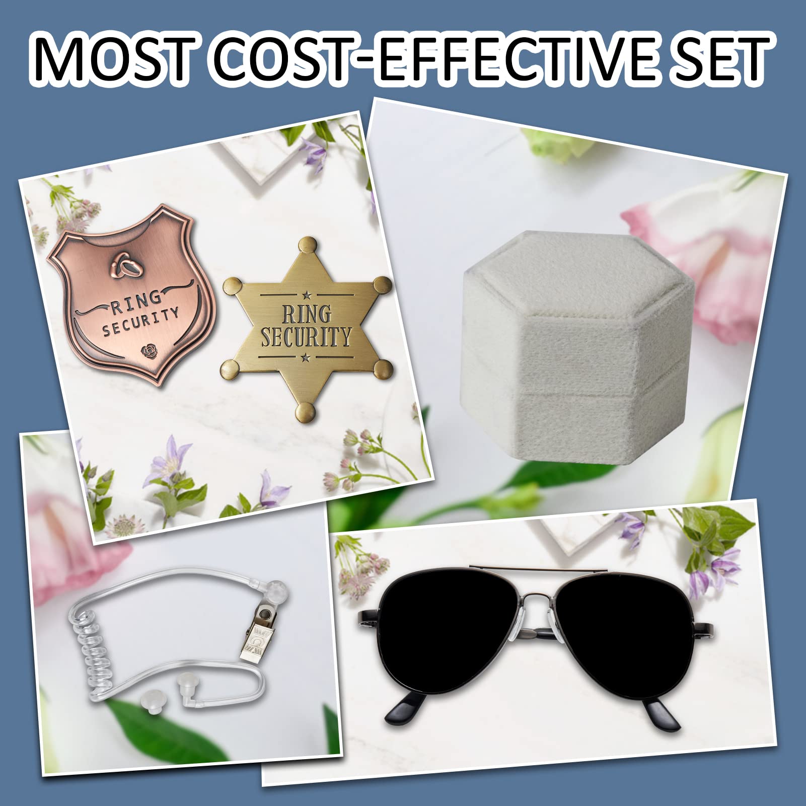 Newbyst Ring Bearer Security Wedding - Ring Box Gifts for Wedding Security, Kids Toy Badge Include 1PCS Sunglass, 1PCS Acoustic