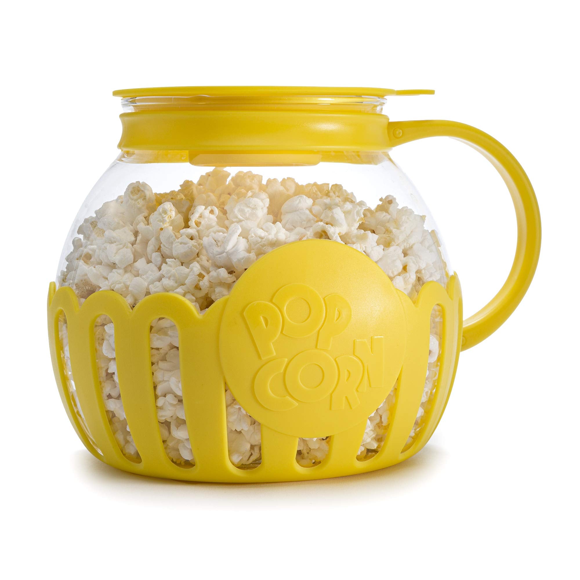 Ecolution Patented Micropop Microwave Popcorn Popper With Temperature Safe Glass, 3In1 Lid Measures Kernels And Melts Butter,