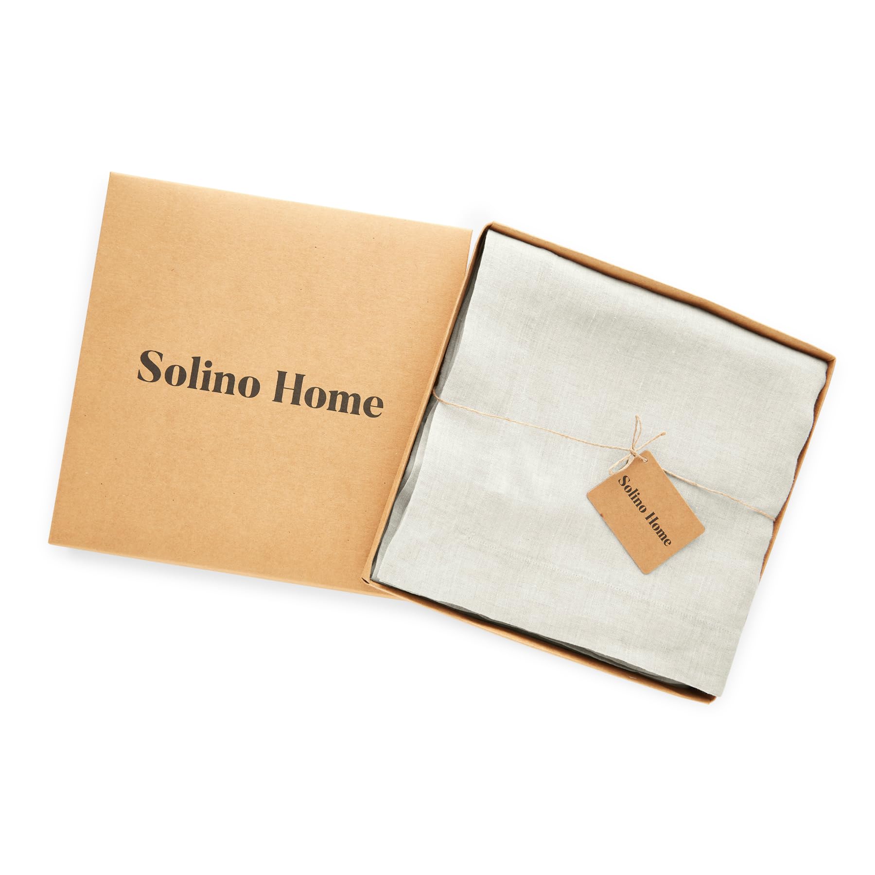 Solino Home Light Flax Linen Tablecloth 132'' L X 70'' W Inch - Sonoma, 100% Pure Linen Prewashed Table Cloth For Rectangle Tabl