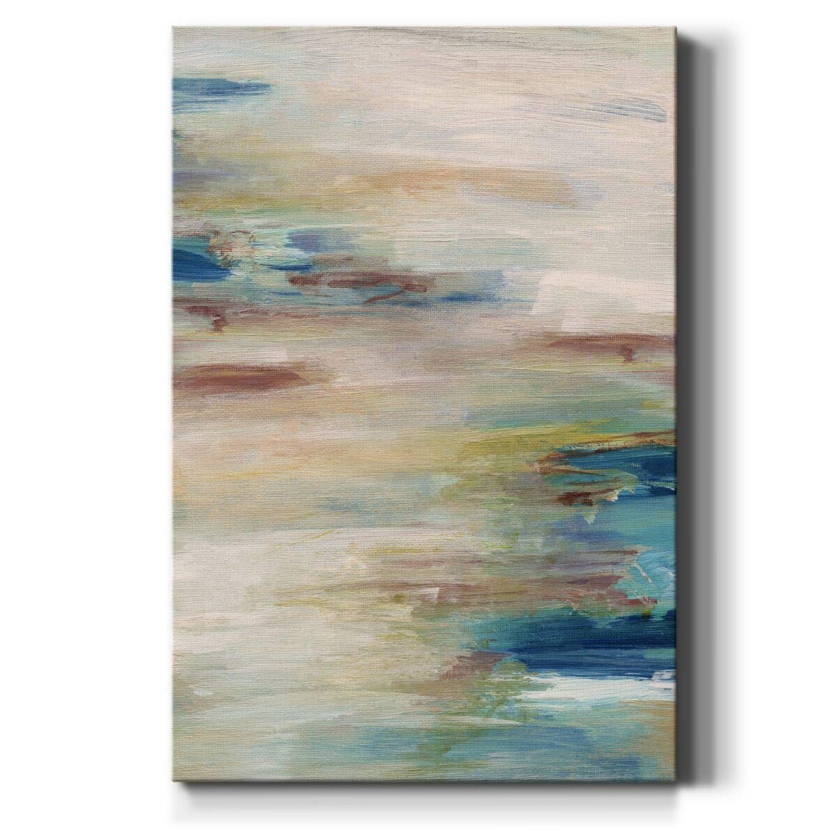 Renditions Gallery Canvas Art Wall Prints For Home Decorations Rustic Pale & Blue Meandering Coast Abstract Paintings For Bedroo