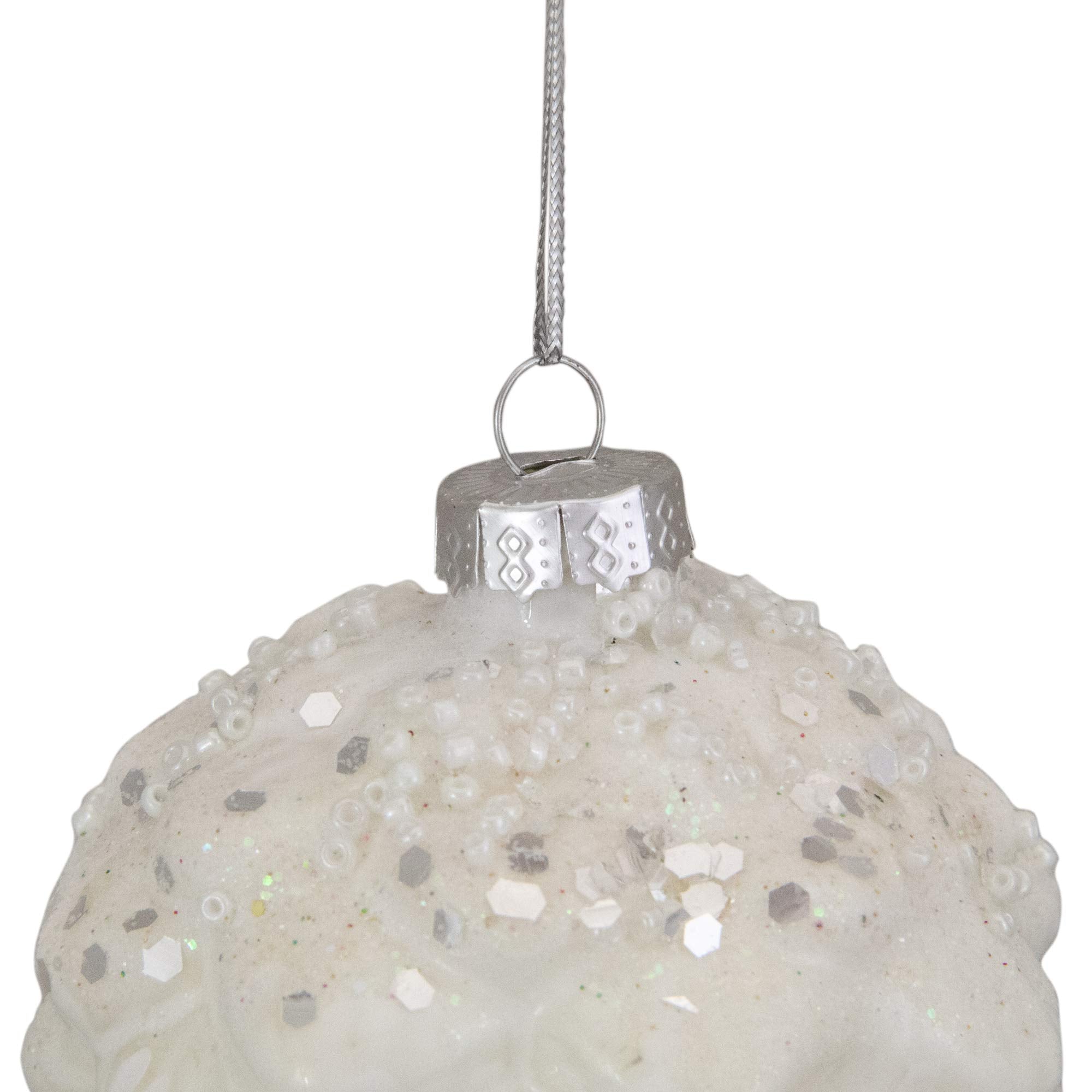 Frosted Pine Cone Glass Christmas Ornament - 3.75 - White